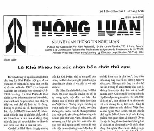 Thông Luận số 116-1998 | Vietnam Fraternité