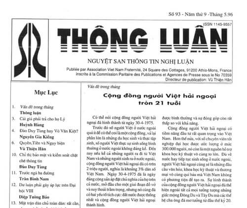 Thông Luận số 93-1996 | Vietnam Fraternité