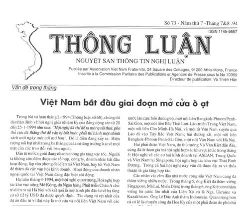 Thông Luận số 73-1994 | Vietnam Fraternité