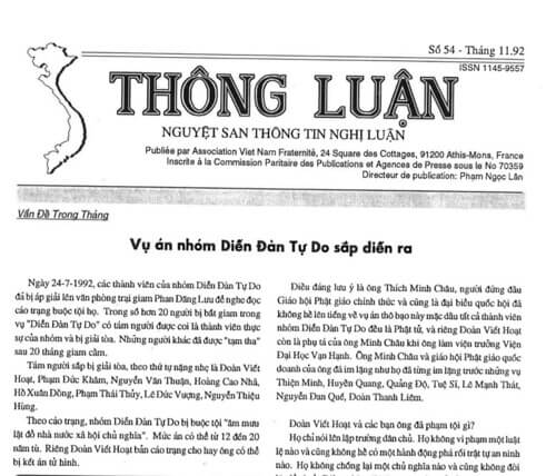 Thông Luận số 54-1992 | Vietnam Fraternité