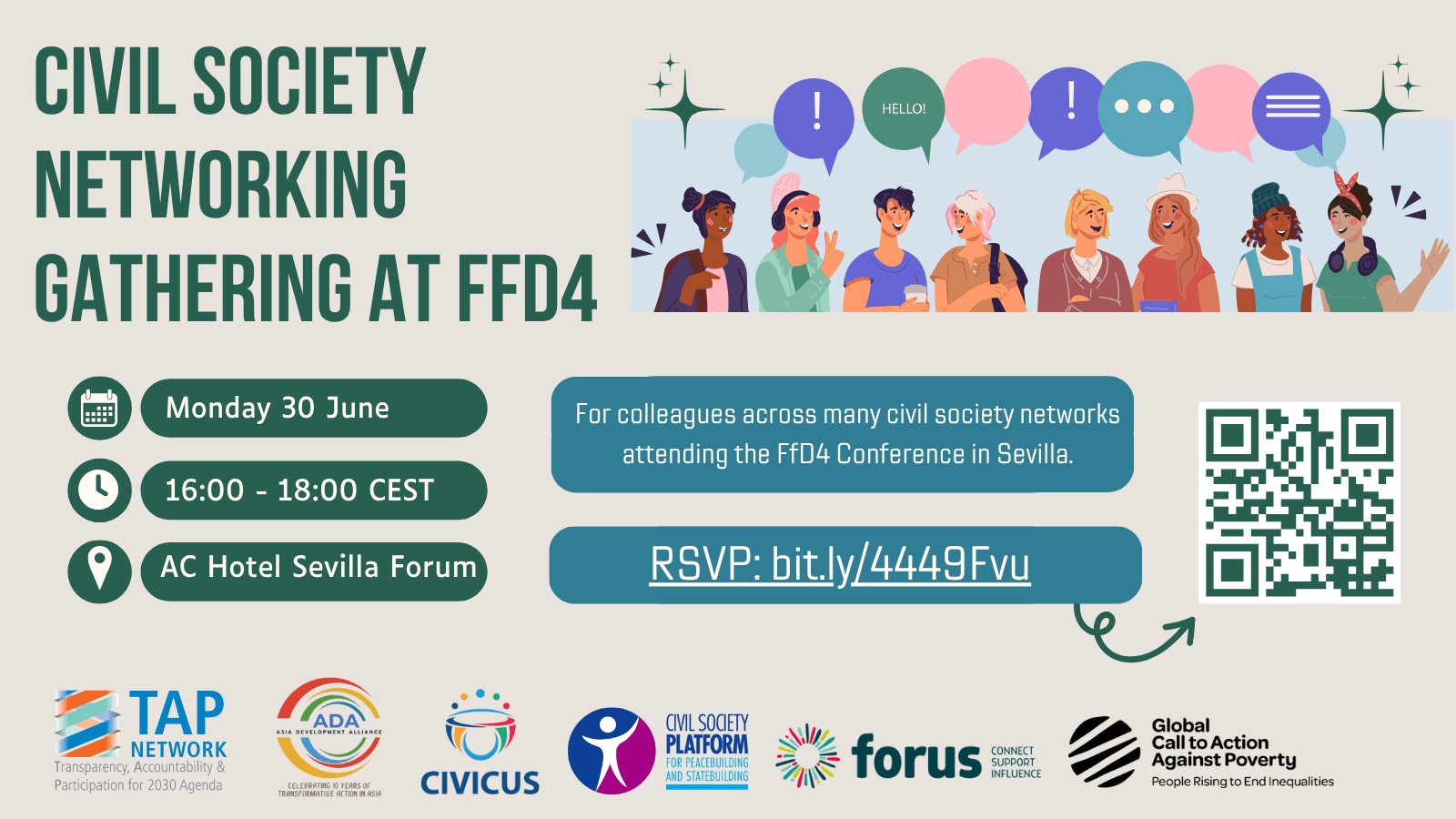 Informal Networking Gathering around FfD4 for Civil Society Networks | Forus