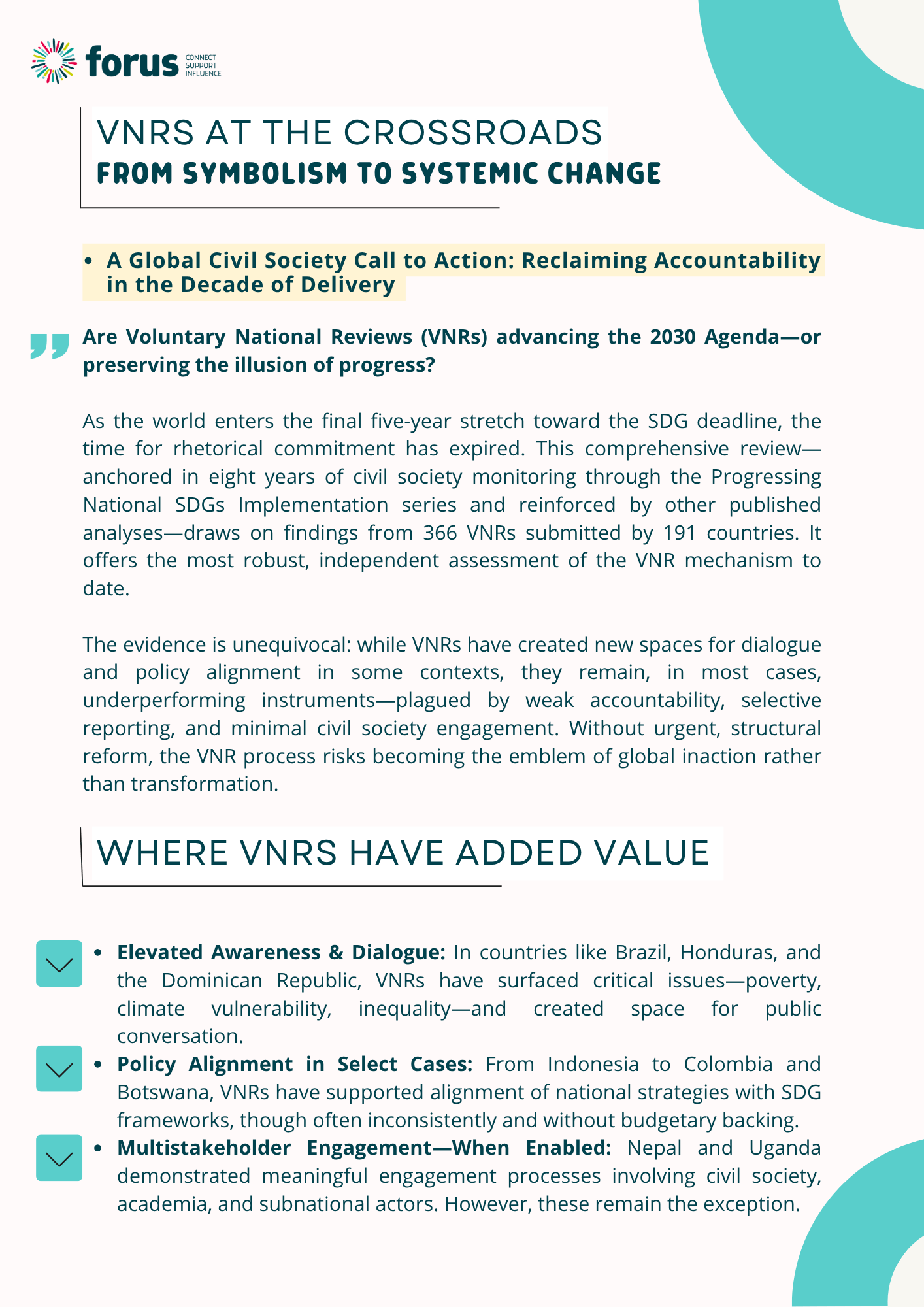 VNRs at the Crossroads - From Symbolism to Systemic Change | Forus