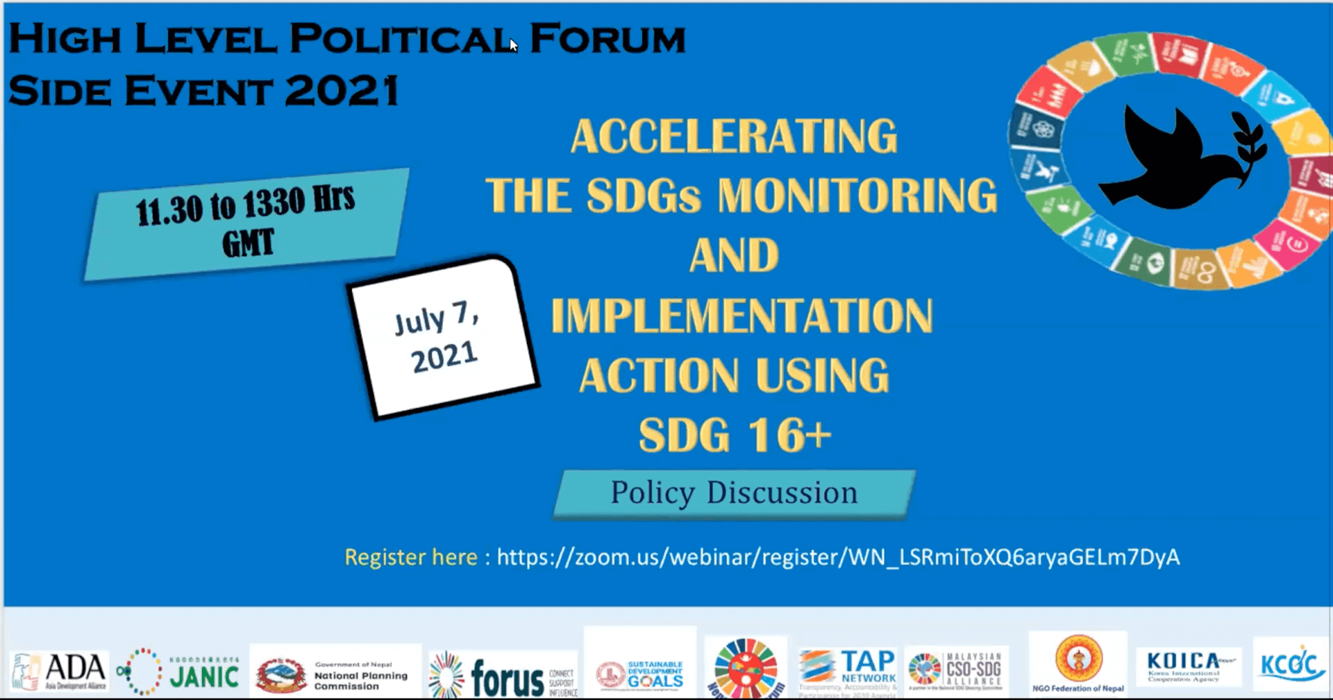 UN HLPF Side Event on SDG 16 Plus  2021
