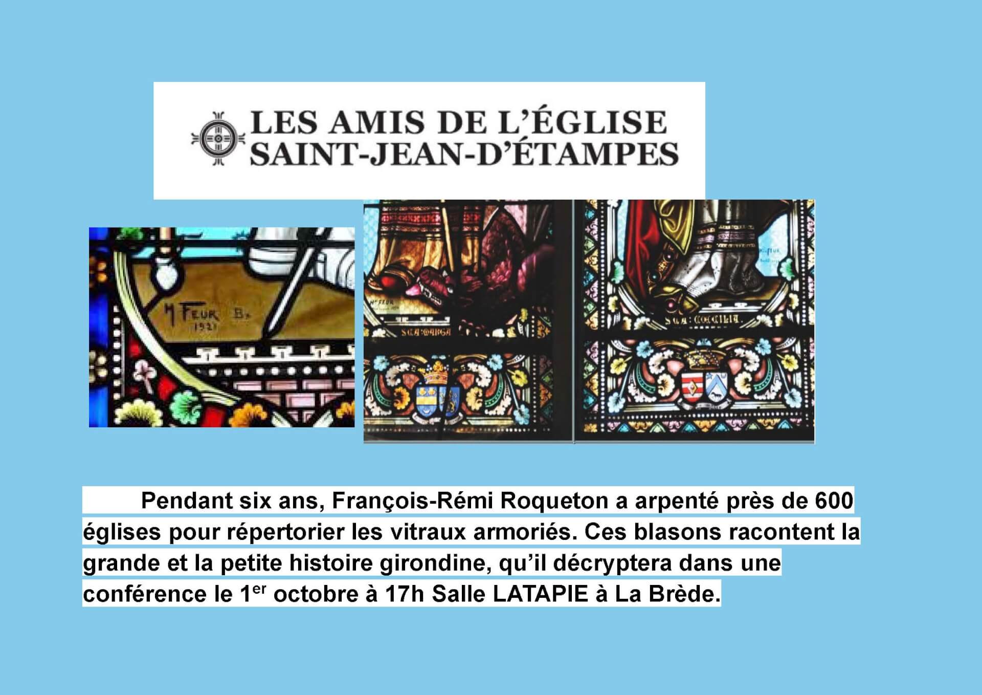 conférence sur les vitraux | Association des Amis de l'Eglise Saint Jean d'Etampes de La Brède