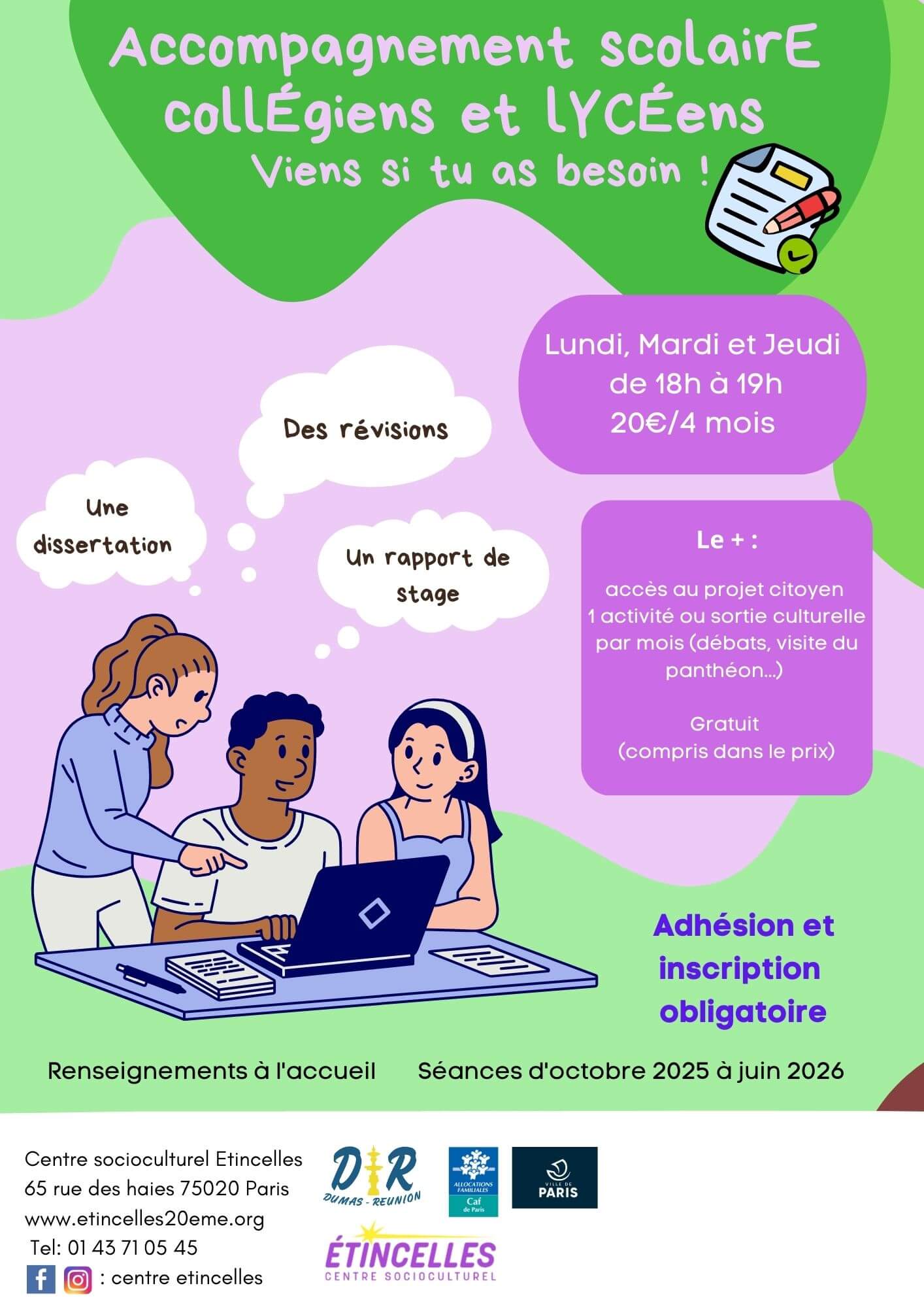 Accompagnement scolaire collégiens/lycéens | Etincelles