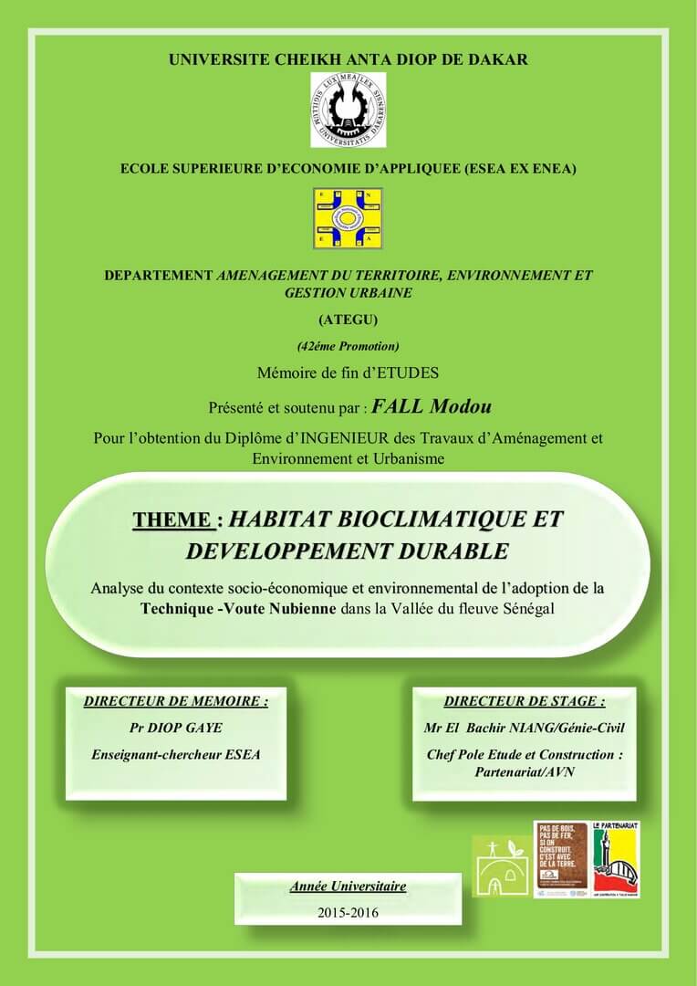 Analyse du contexte socio-économique et environnemental de l’adoption de la Technique Voûte Nubienne dans la Vallée du fleuve Sénégal | La Voûte Nubienne