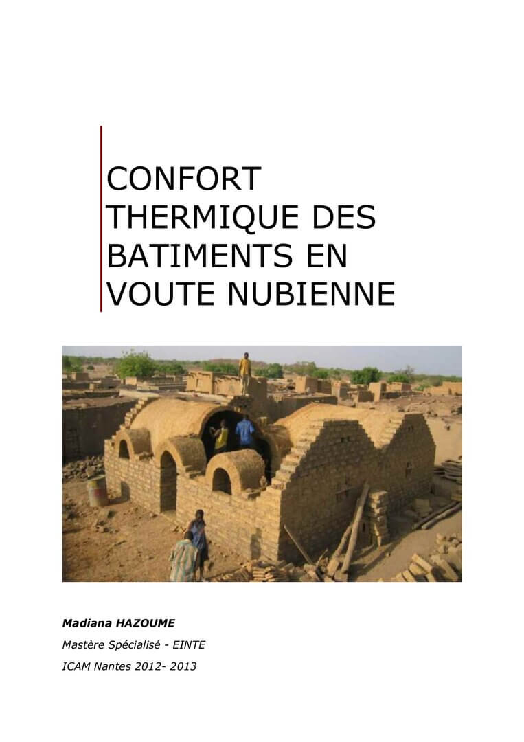 Étude "Confort thermique des bâtiments en voûte nubienne | La Voûte Nubienne