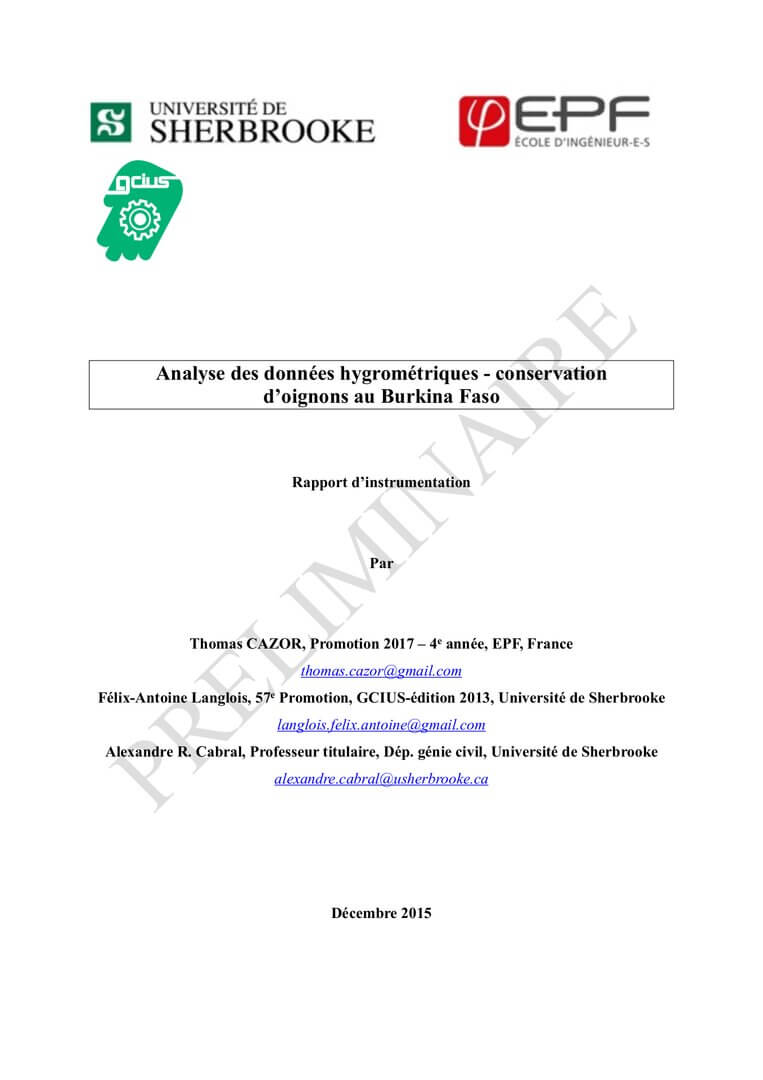 Analyse des données hygrométriques - conservation d’oignons au Burkina Faso | La Voûte Nubienne