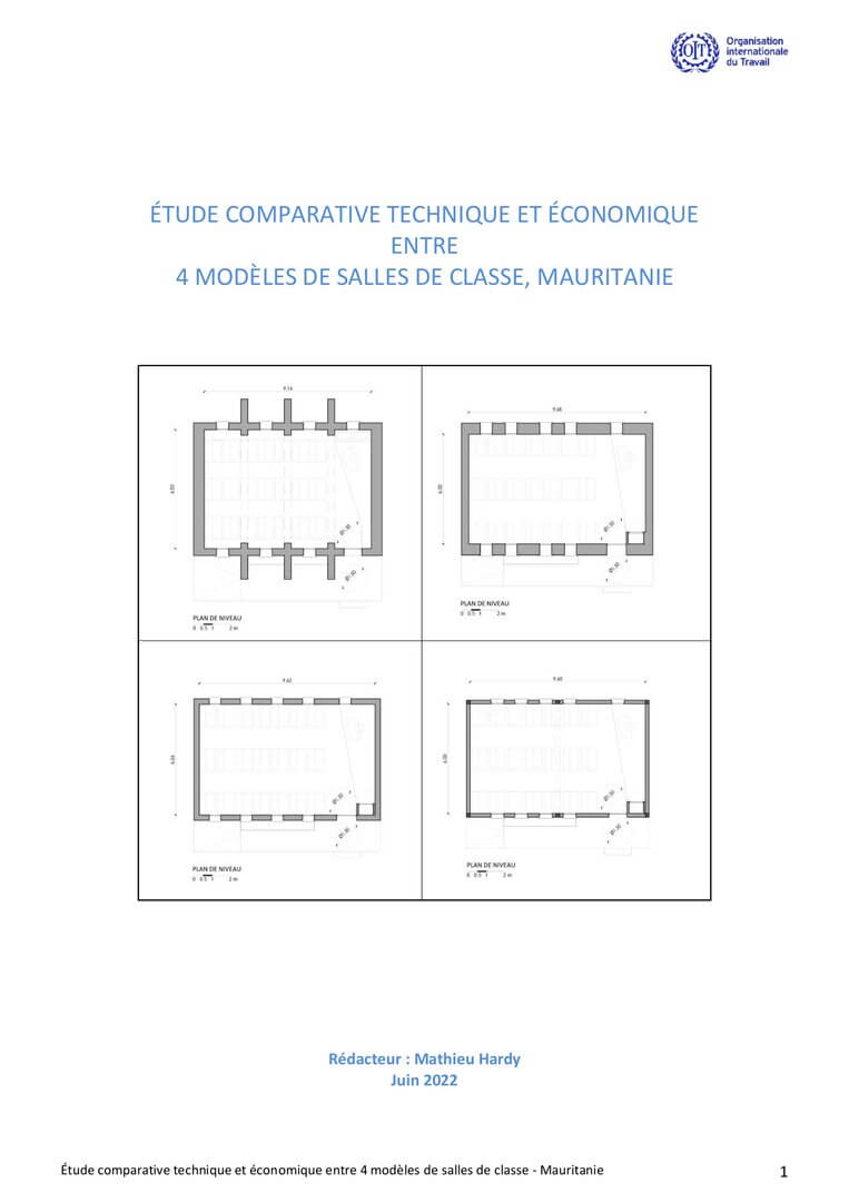 Étude comparative technique et économique entre 4 modèles de salles de classe, Mauritanie | La Voûte Nubienne