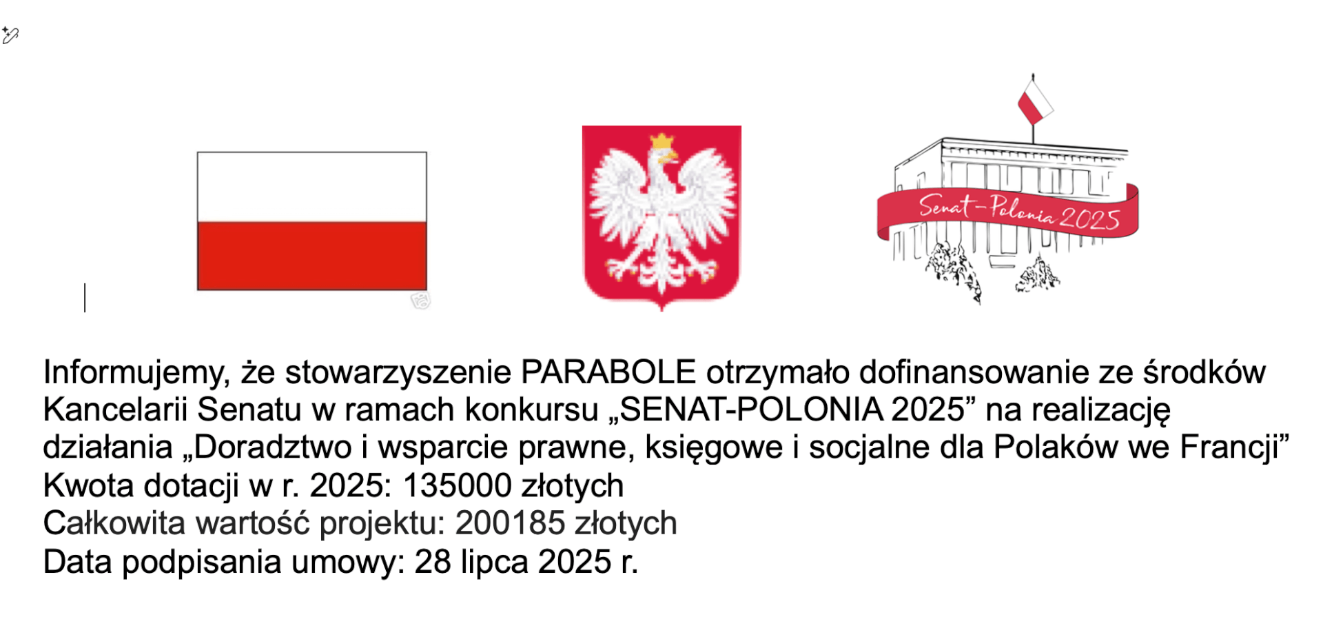 L'association Parabole a obtenu une nouvelle subvention du Sénat polonais. | Parabole
