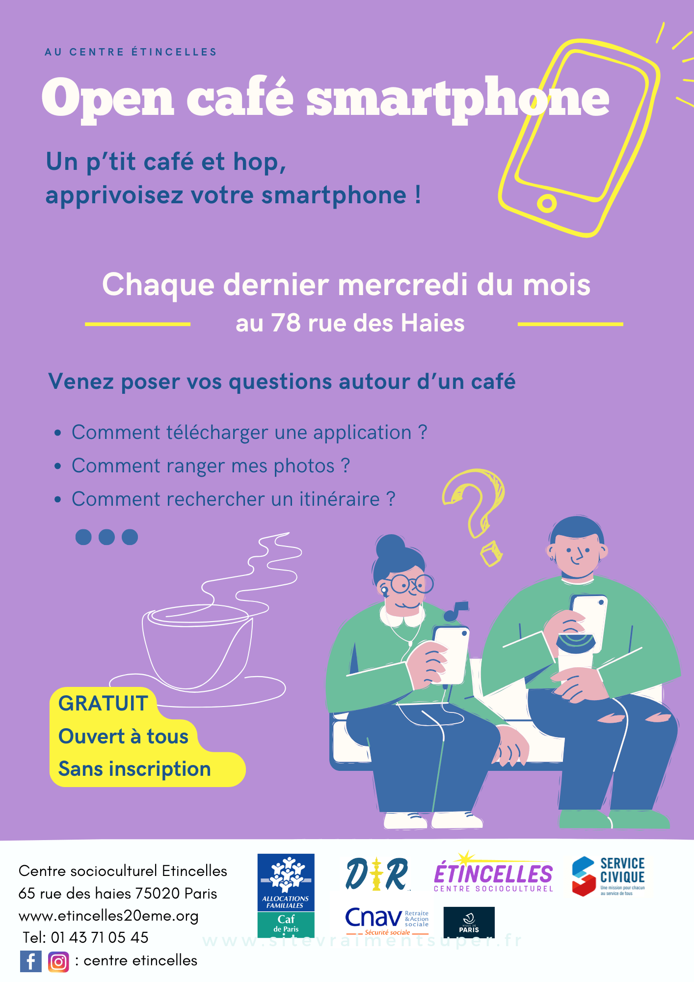 Open café smartphone | Etincelles