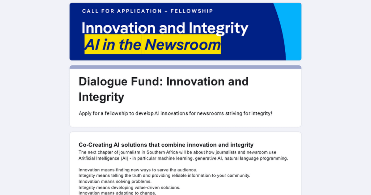 Dialogue Fund: Innovation and Integrity - South Africa | Forus