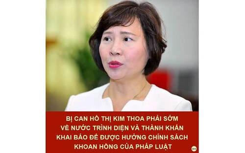 Bộ Công an yêu cầu bà Hồ Thị Kim Thoa về nước | Vietnam Fraternité