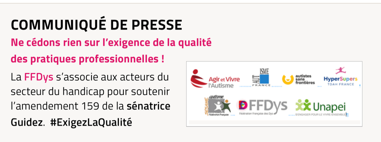 Communiqué de presse  – 20 novembre 2025 – SOUTIEN de l’amendement 159 | FDMF - Fédération Dyspraxique Mais Fantastique