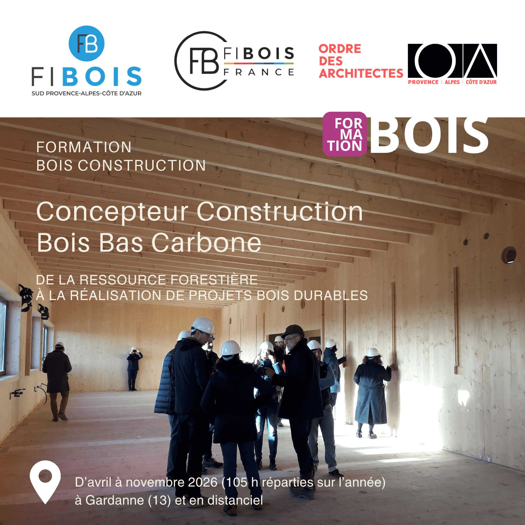 FORMATION | Concepteur Construction Bois Bas Carbone | Inscriptions 2026 | Fibois Sud