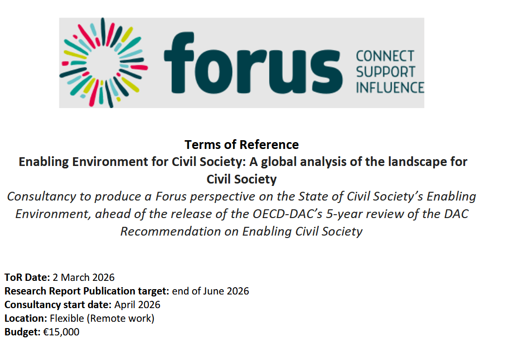 Terms of Reference -  Enabling Environment for Civil Society: A global analysis of the landscape for Civil Society | Forus