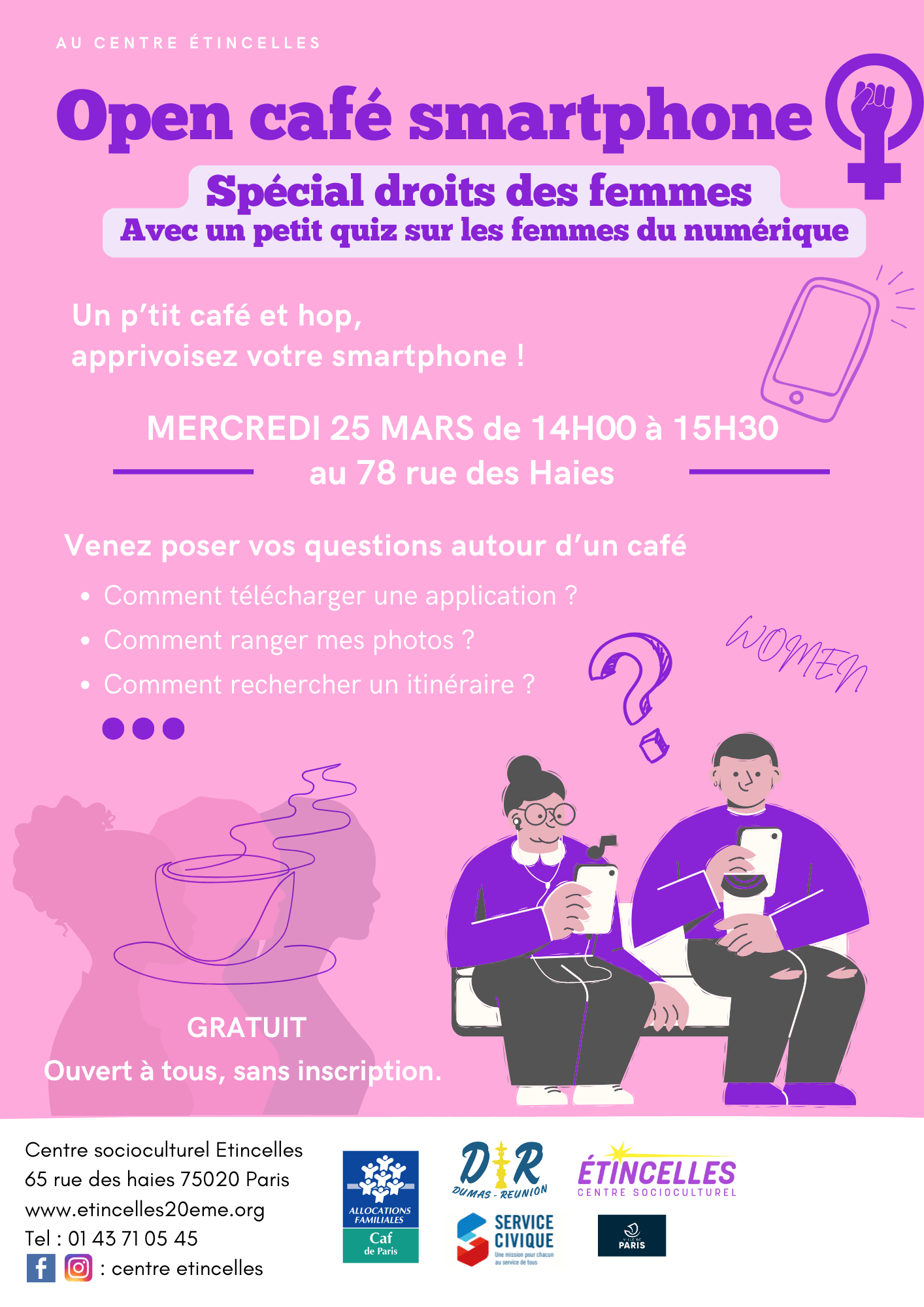 Open café smartphone spécial droits des femmes | Etincelles