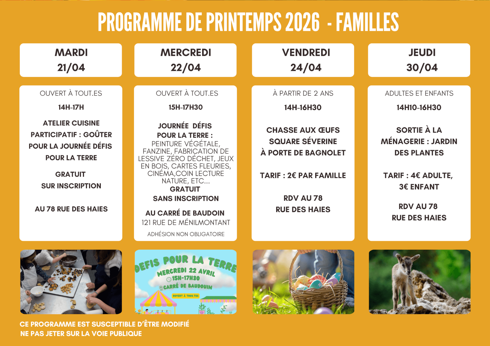 Programme vacances familles | Etincelles