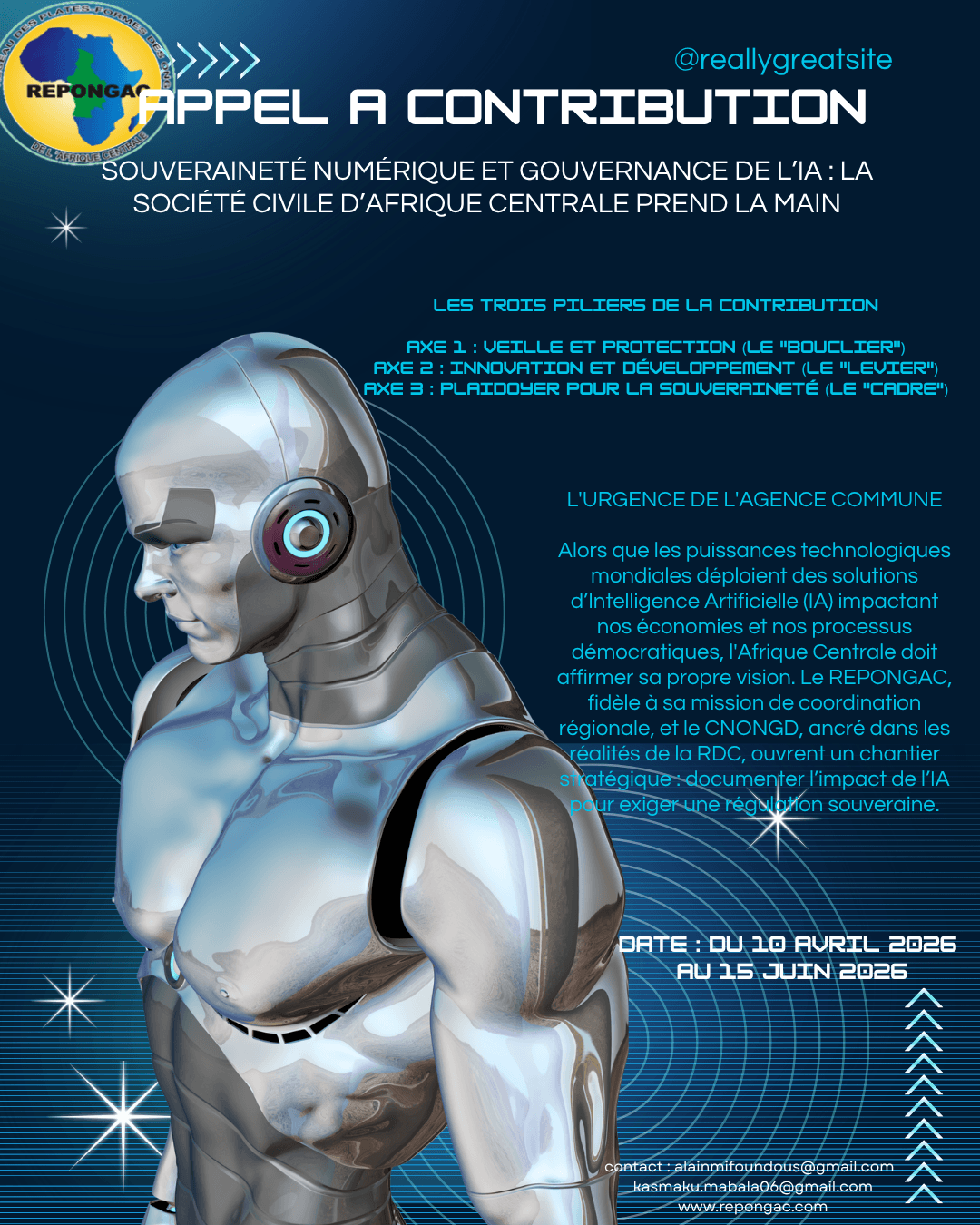 APPEL A CONTRIBUTION  L’IA au service de la Société Civile en Afrique Centrale | REPONGAC - Réseau des Plate-formes des ONG de l'Afrique Centrale