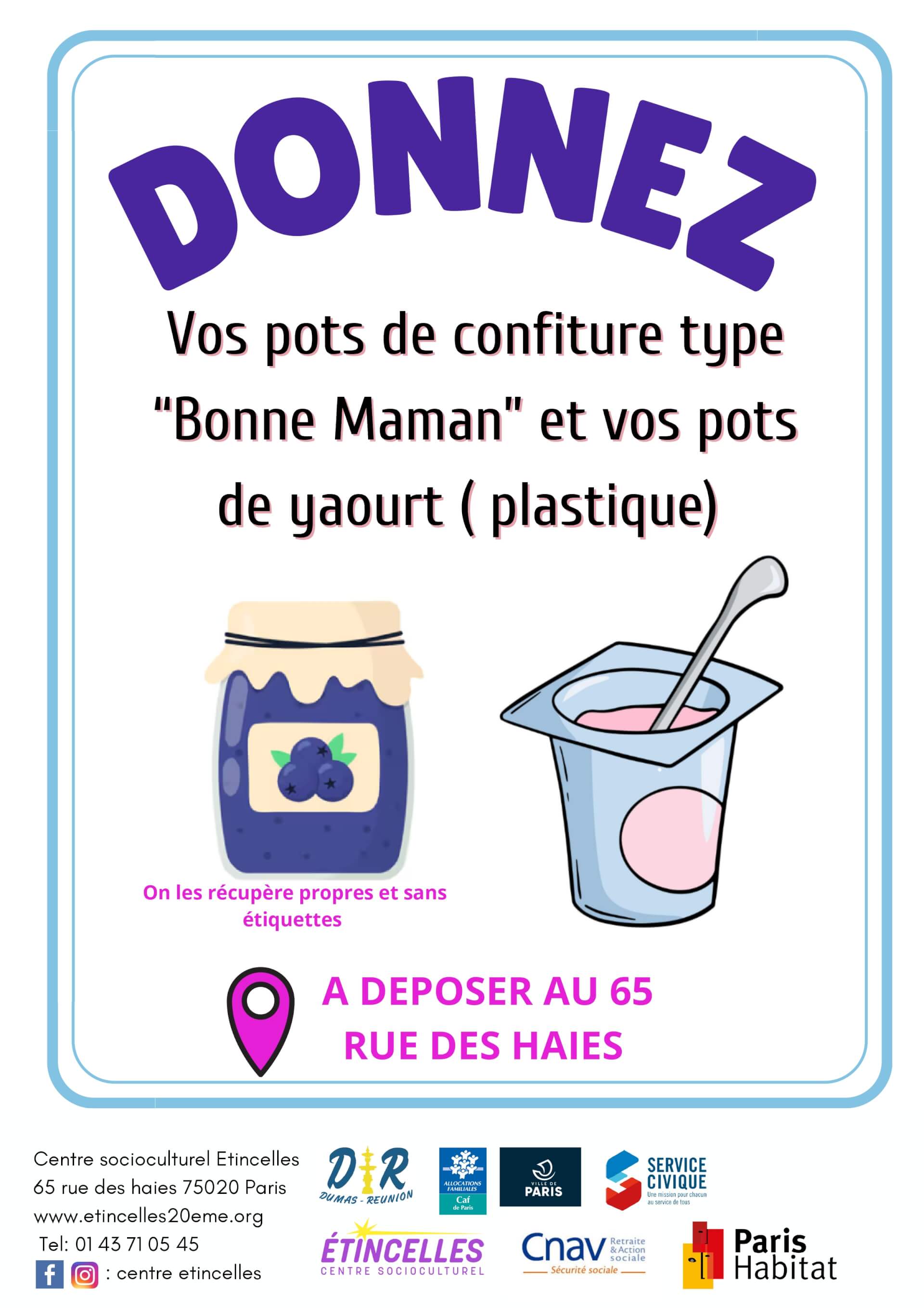 Collecte de pots de yaourt et confiture | Etincelles