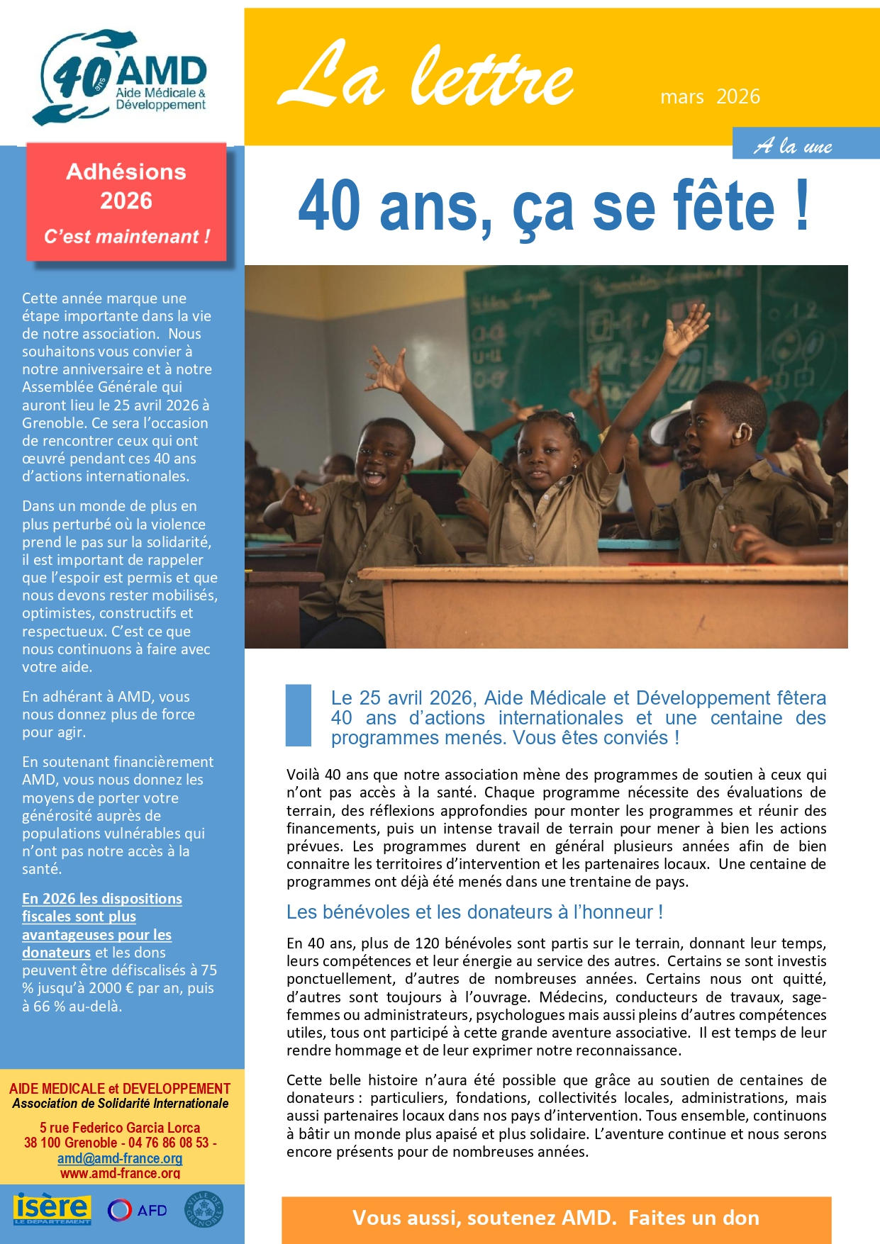AM LETTRE 2026 03 | Aide Médicale et Développement - AMD