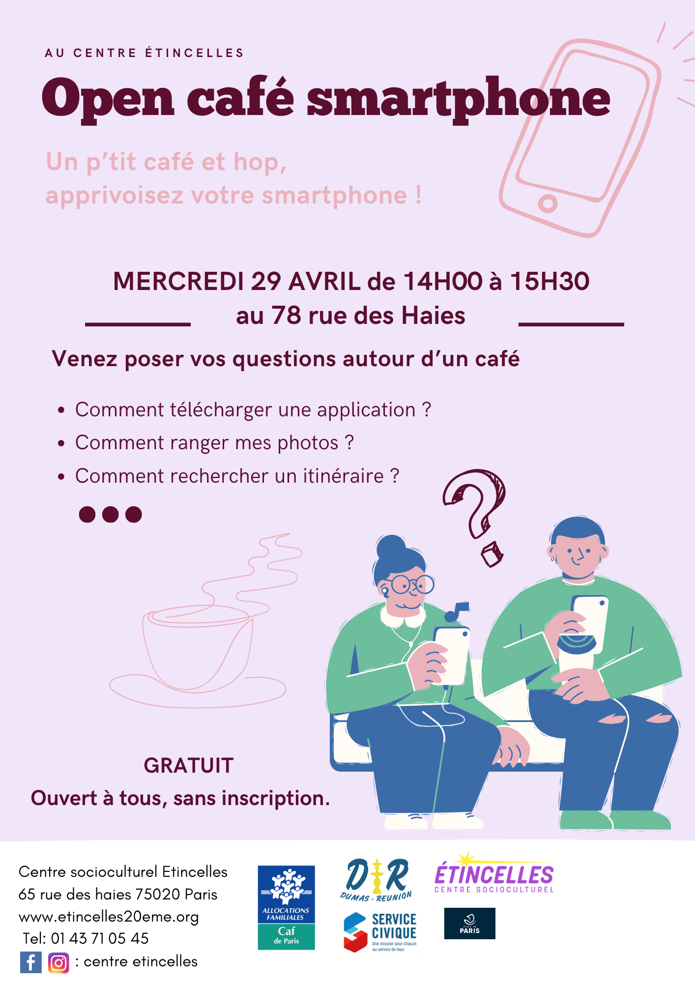 Open café smartphone | Etincelles