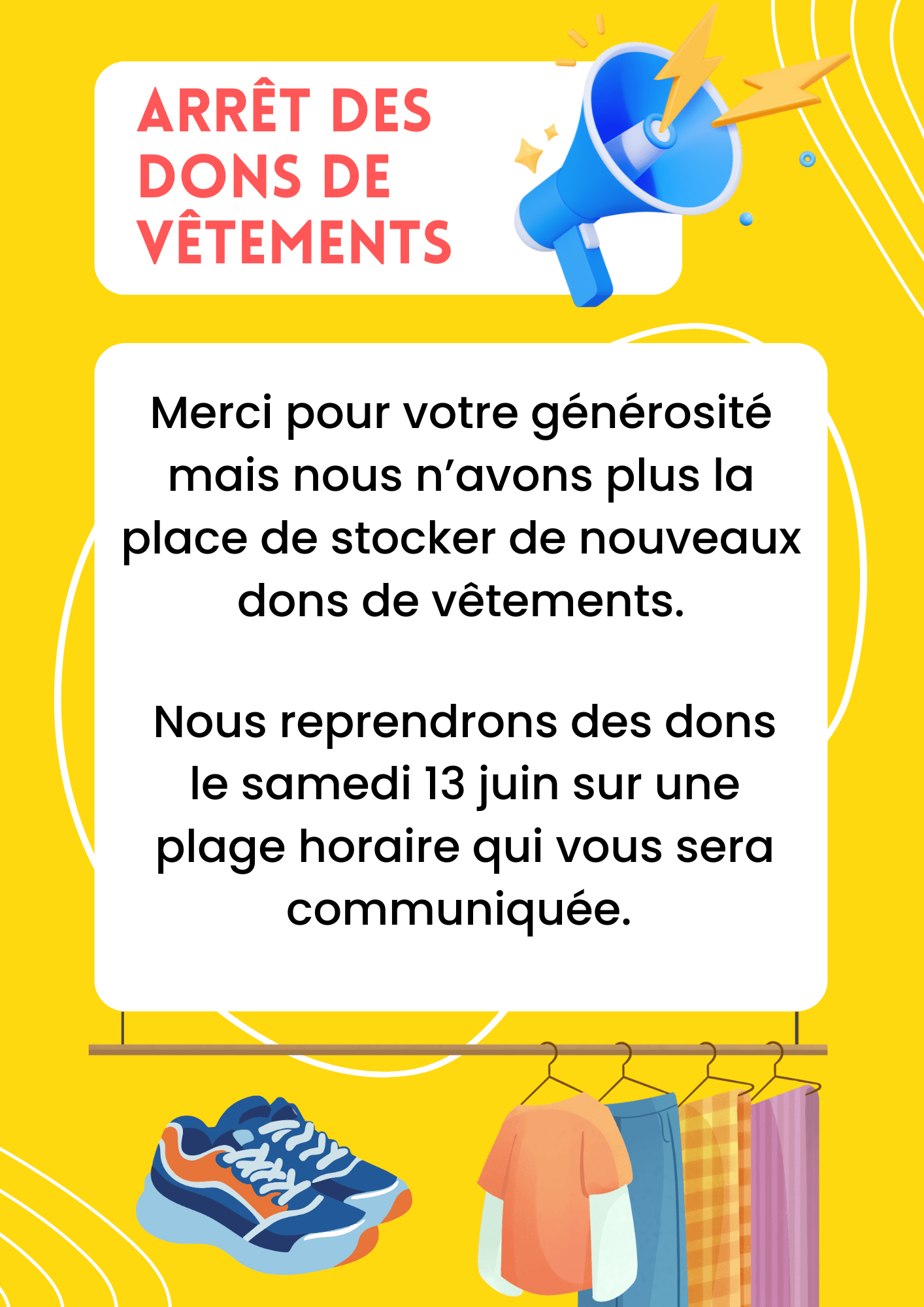 Arrêt des dons de vêtements | Etincelles