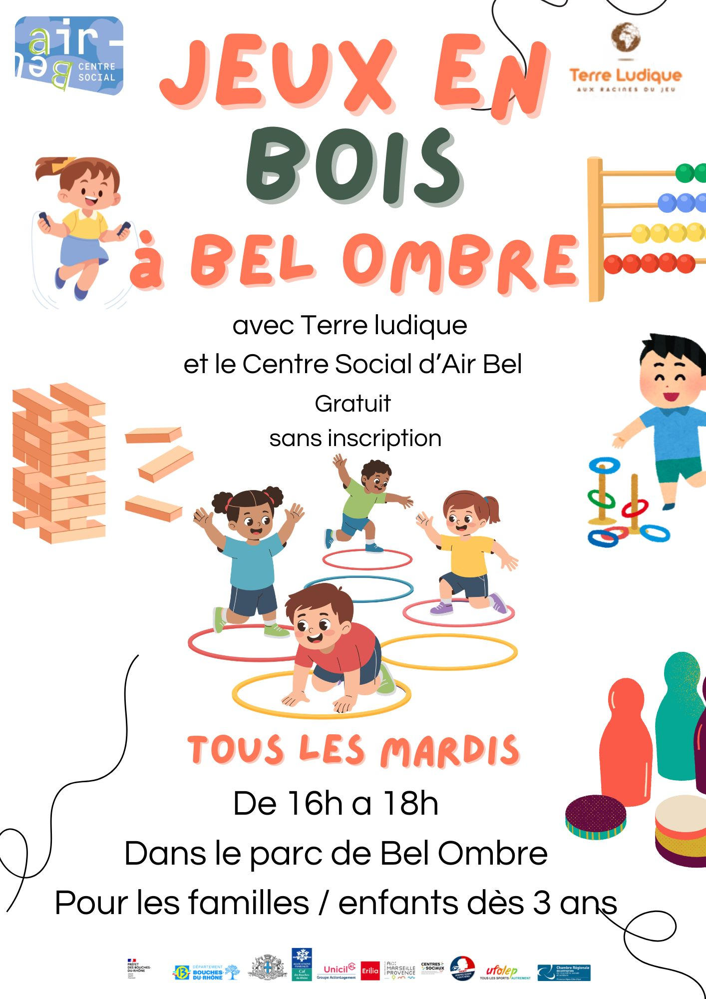 Jeux en bois à Bel Ombre | Centre social Air Bel