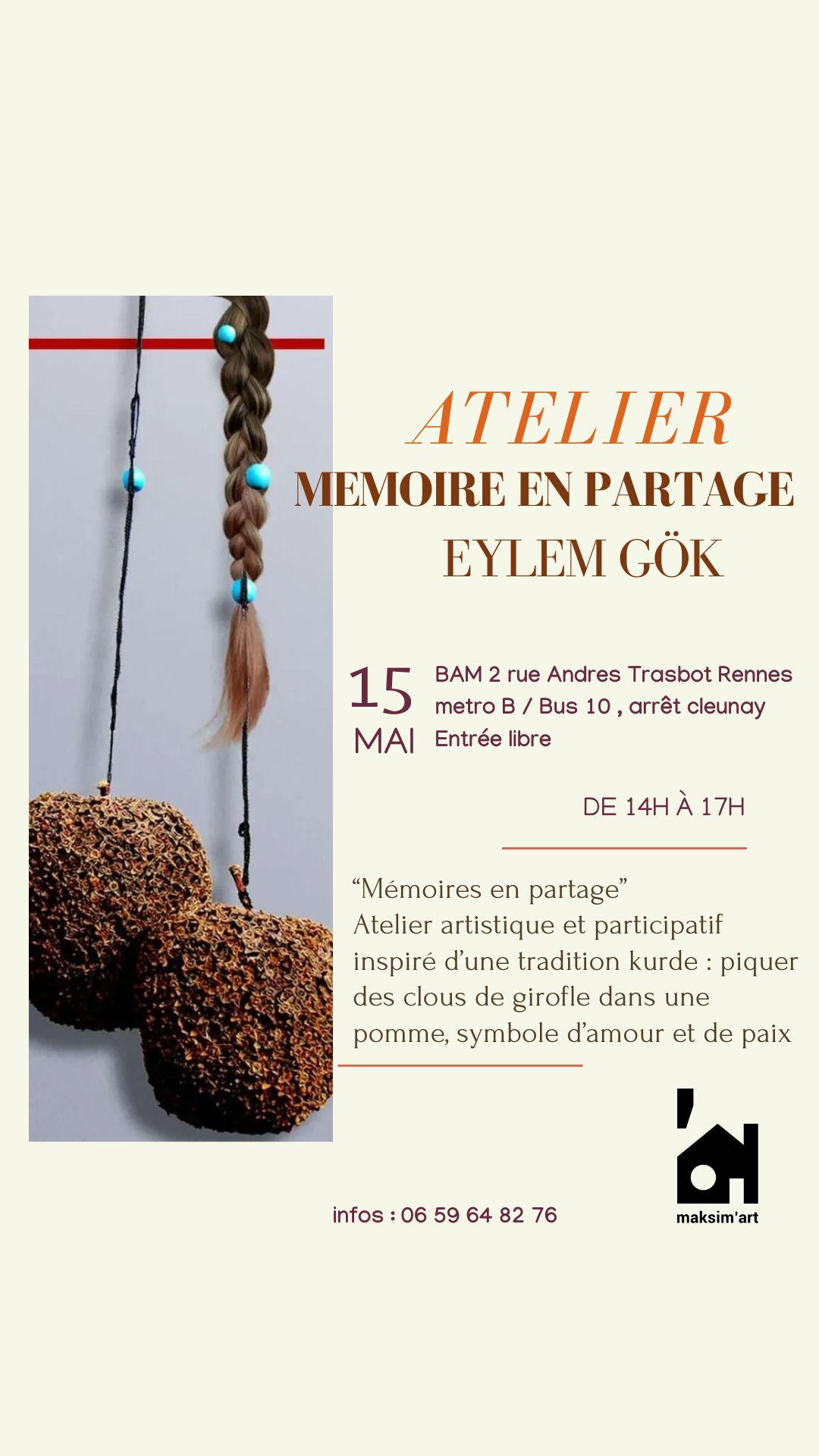 Atelier memoire en partage avec EYLEM GOK | Maksim'ART - Maison autour de l'art