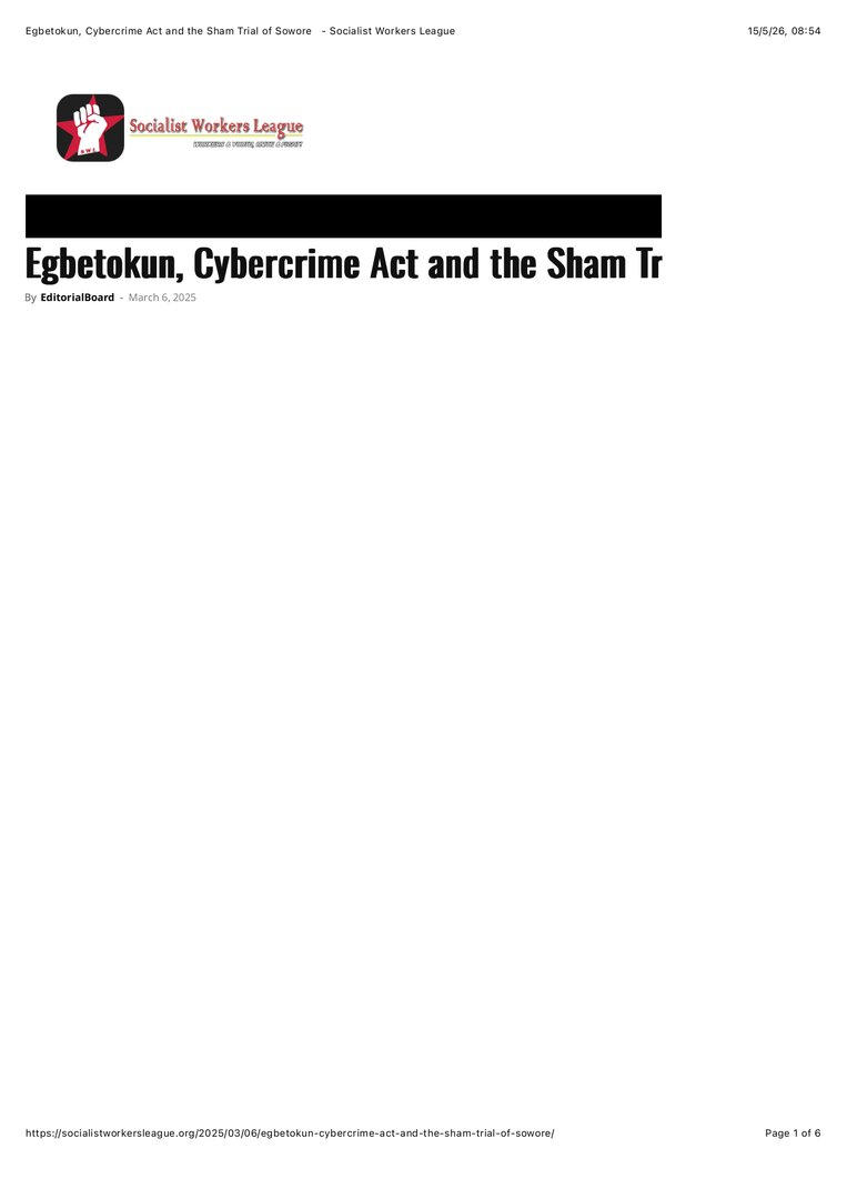 Egbetokun, Cybercrime Act and the Sham Trial of Sowore   - Socialist Workers League | Forus