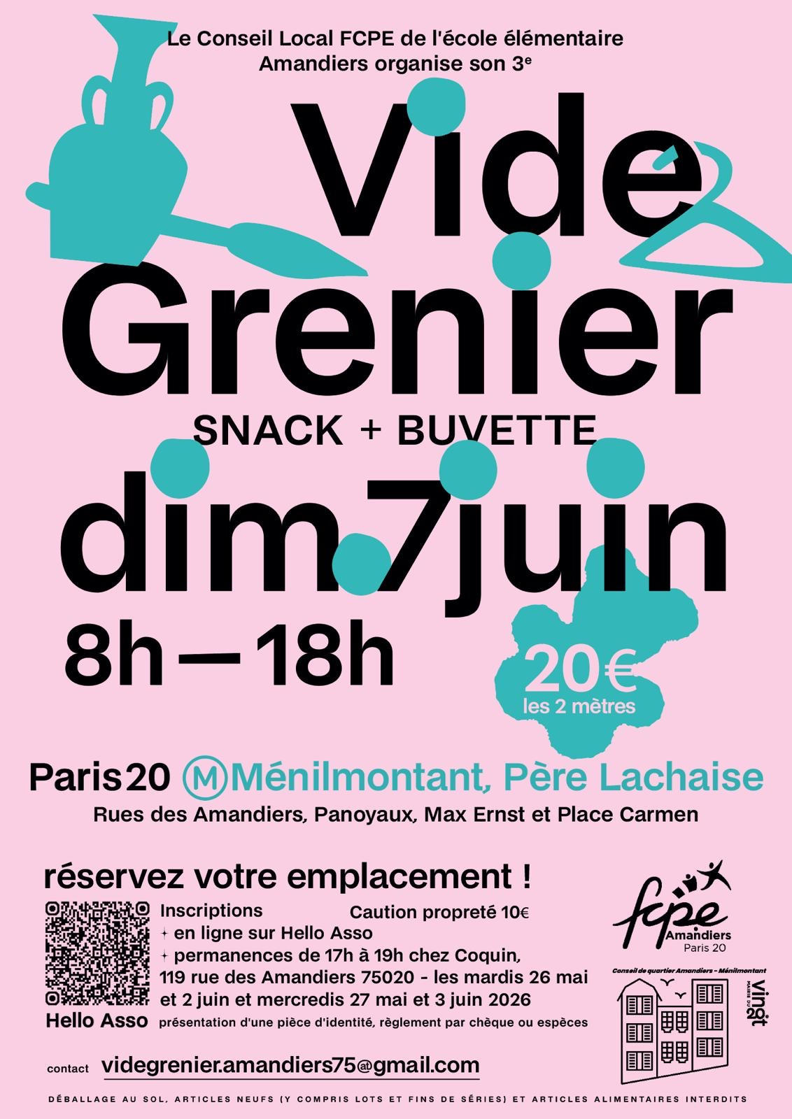 VIDE GRENIER DU CONSEIL LOCAL AMANDIERS | Agenda du quartier