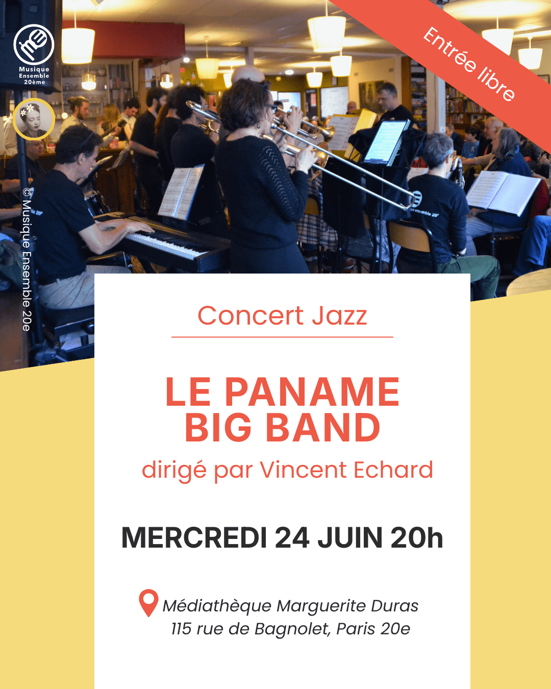 Concert jazz – Le Paname Big Band de Musique Ensemble 2 | Agenda du quartier