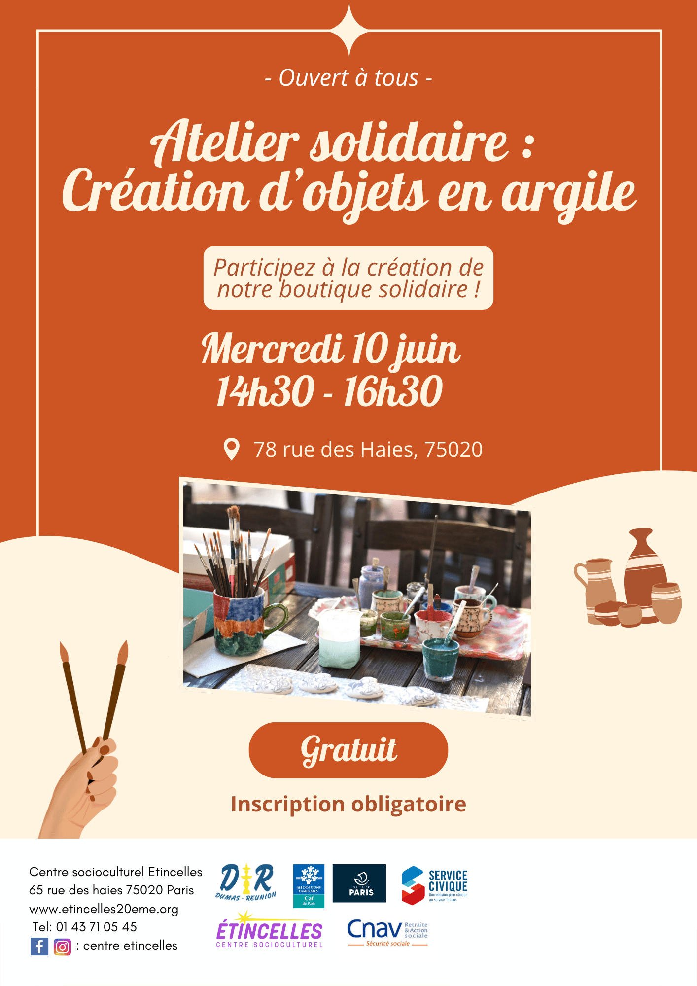ATELIER SOLIDAIRE : CRÉATION D'OBJETS EN ARGILE | Etincelles