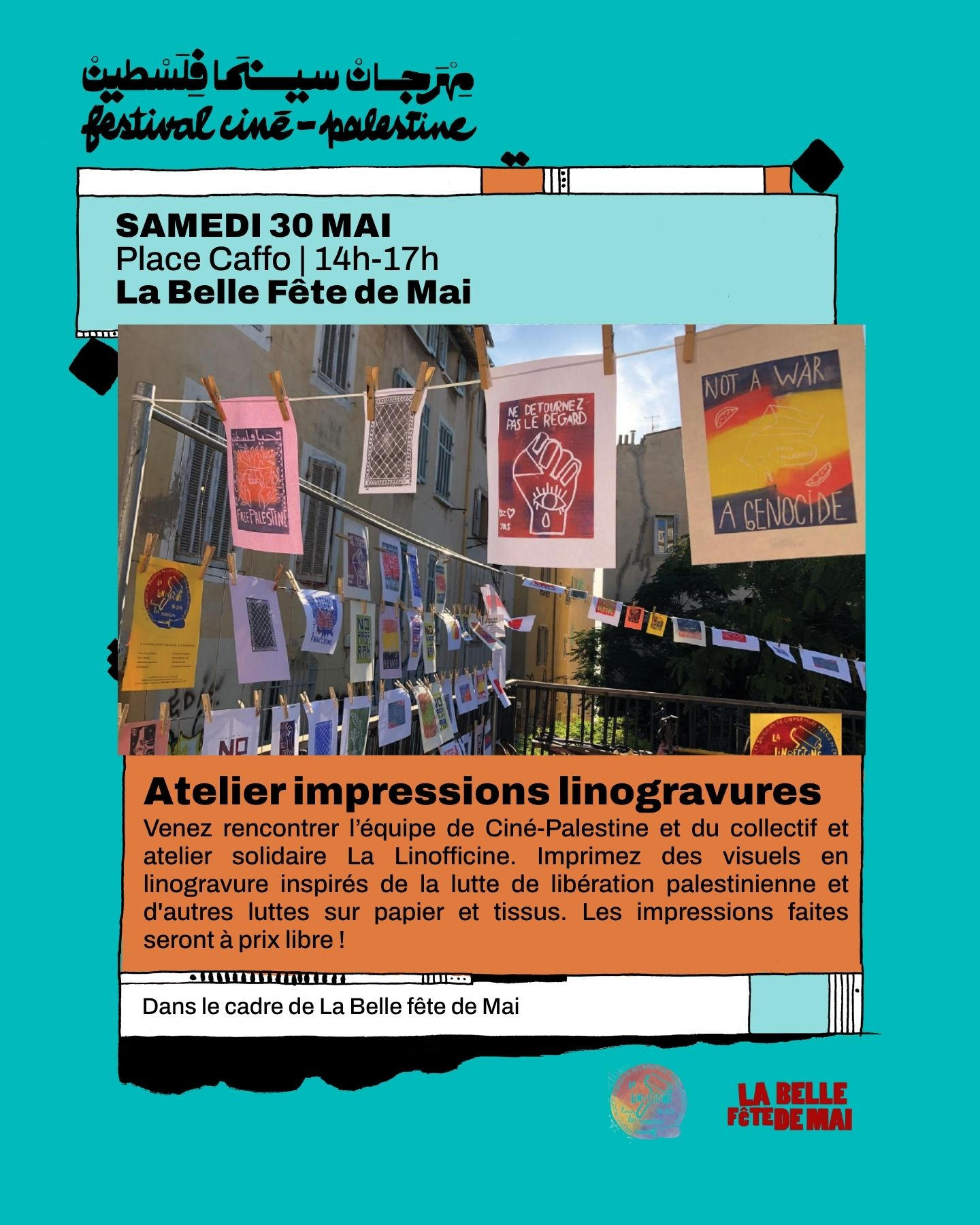 La Belle Fête de Mai - Atelier d'impressions de linogravures | Festival Ciné-Palestine - FCP