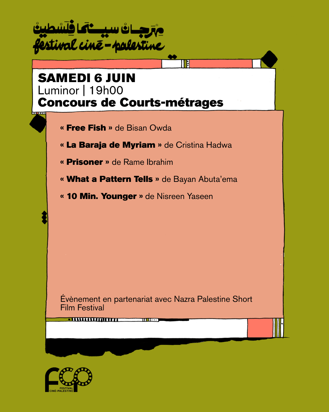 10e édition du Concours de Courts-métrages - En Partenariat avec Nazra Palestine Short Film Festival | Festival Ciné-Palestine - FCP
