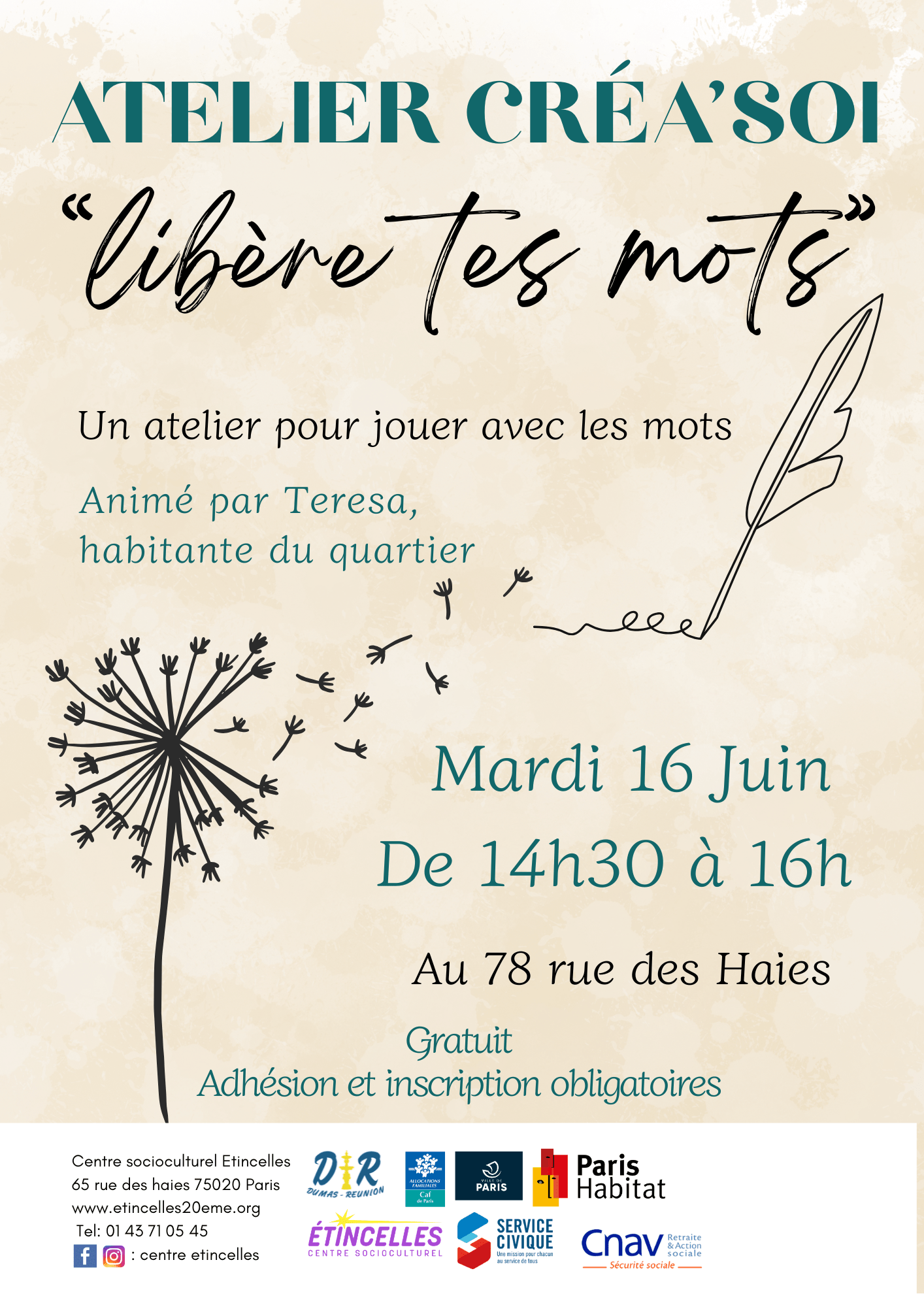 ATELIER CRÉA’SOI « LIBÈRE TES MOTS » | Etincelles