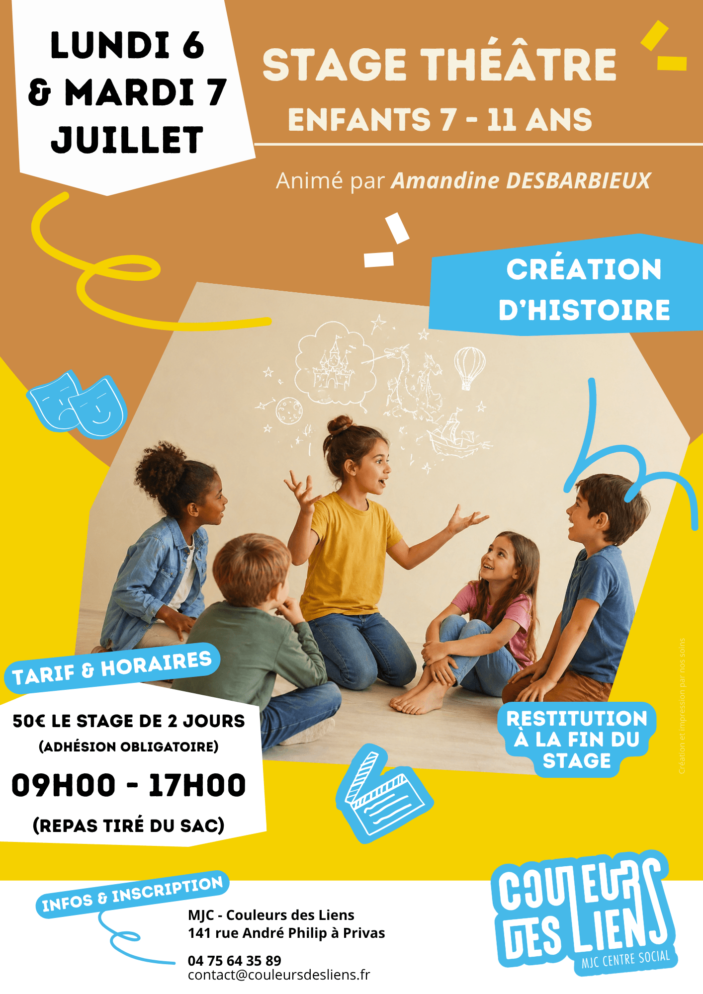 Stage de théâtre 7-11 ans : “Création d'histoire” | Couleurs des Liens