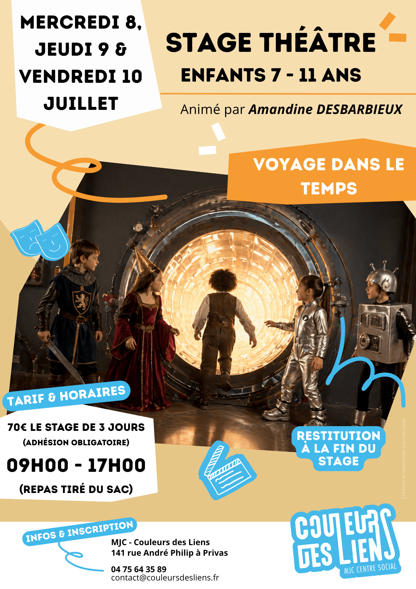Stage de théâtre 7-11 ans : “Voyages dans le temps” | Couleurs des Liens