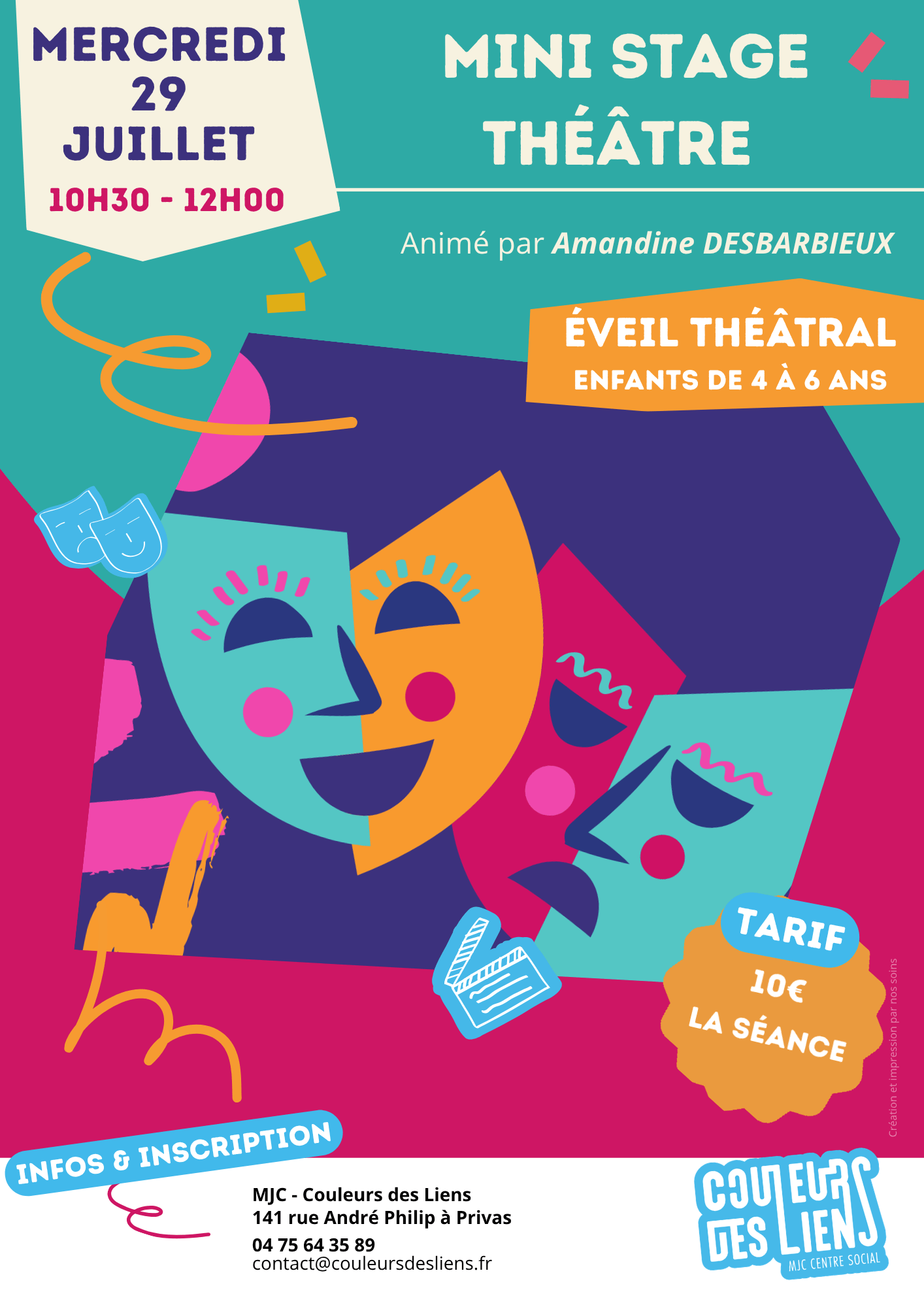 Mini stage éveil théâtral à destination des enfants de 4 à 6 ans | Couleurs des Liens