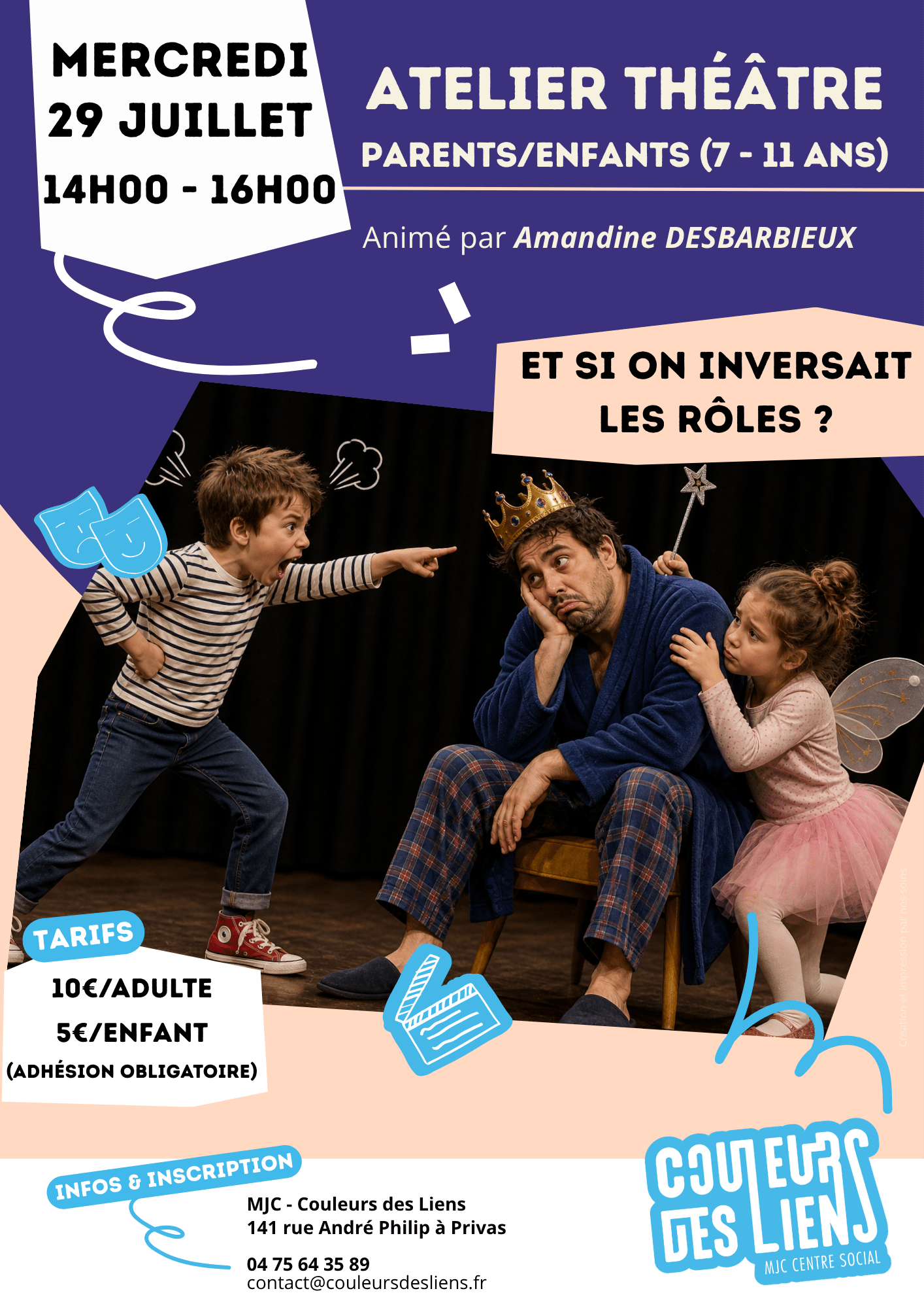 Stage de théâtre parents-enfants (7-11 ans) : "Et si on inversait les rôles ?" | Couleurs des Liens