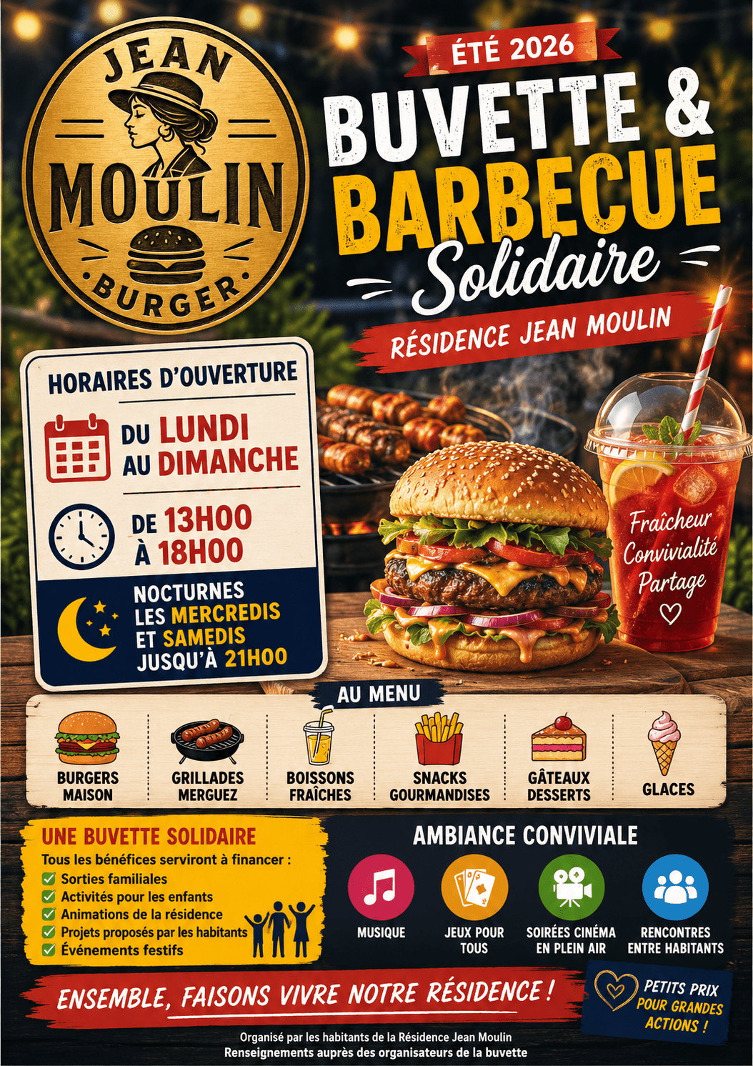 Buvette & Barbecue Solidaire (du 26 Juin au 30 Aout) | Agenda du quartier