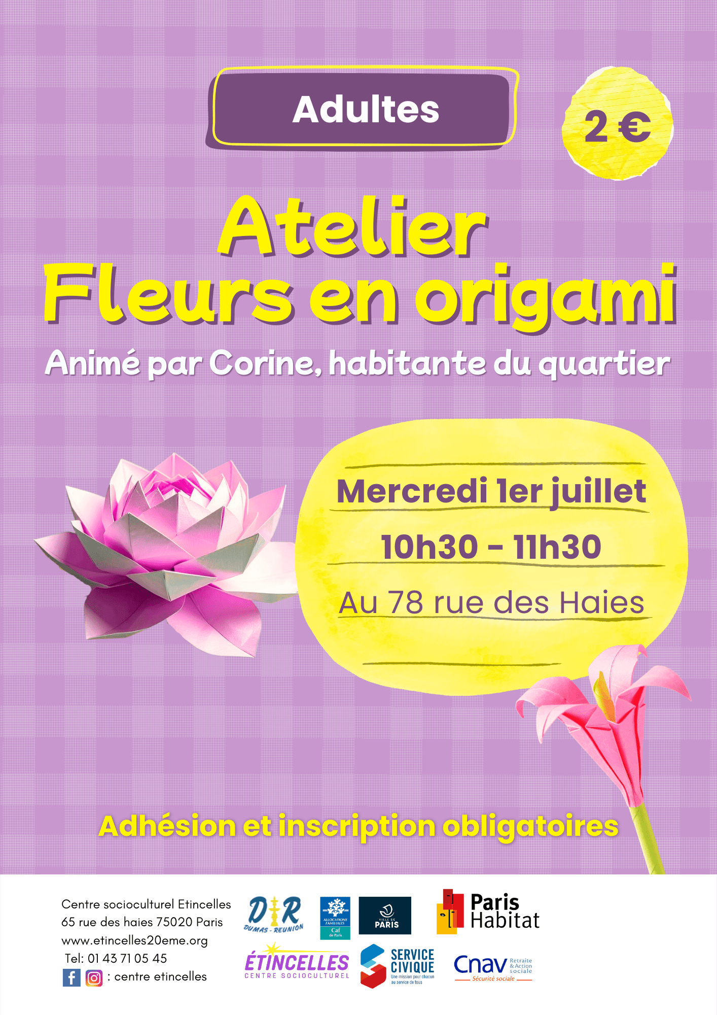 ATELIER FLEURS EN ORIGAMI | Etincelles