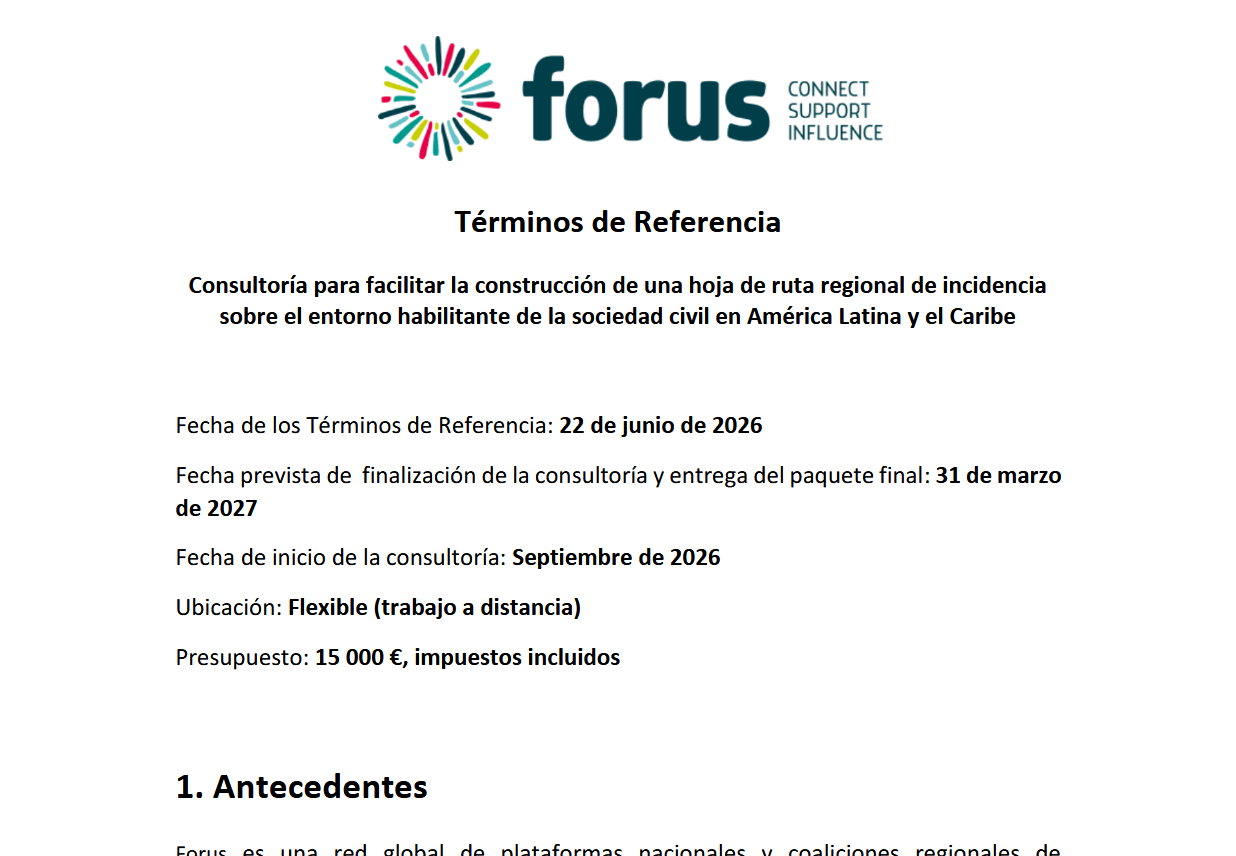 Forus - Términos de Referencia - consultoria indicencia ALC | Forus