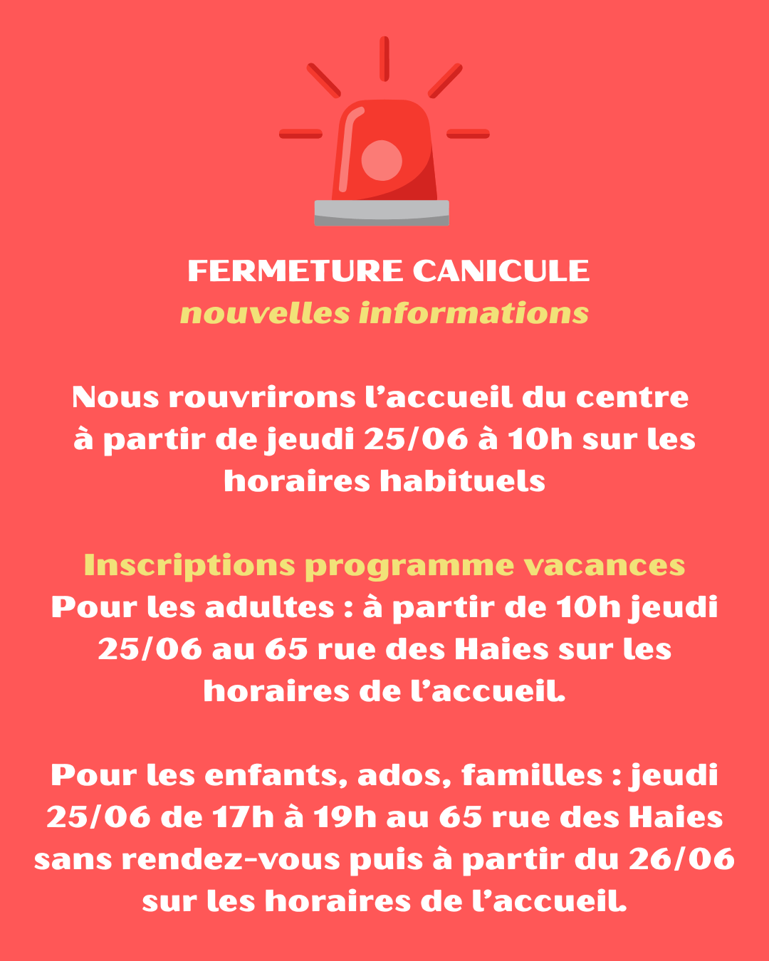 FERMETURE CANICULE | Etincelles