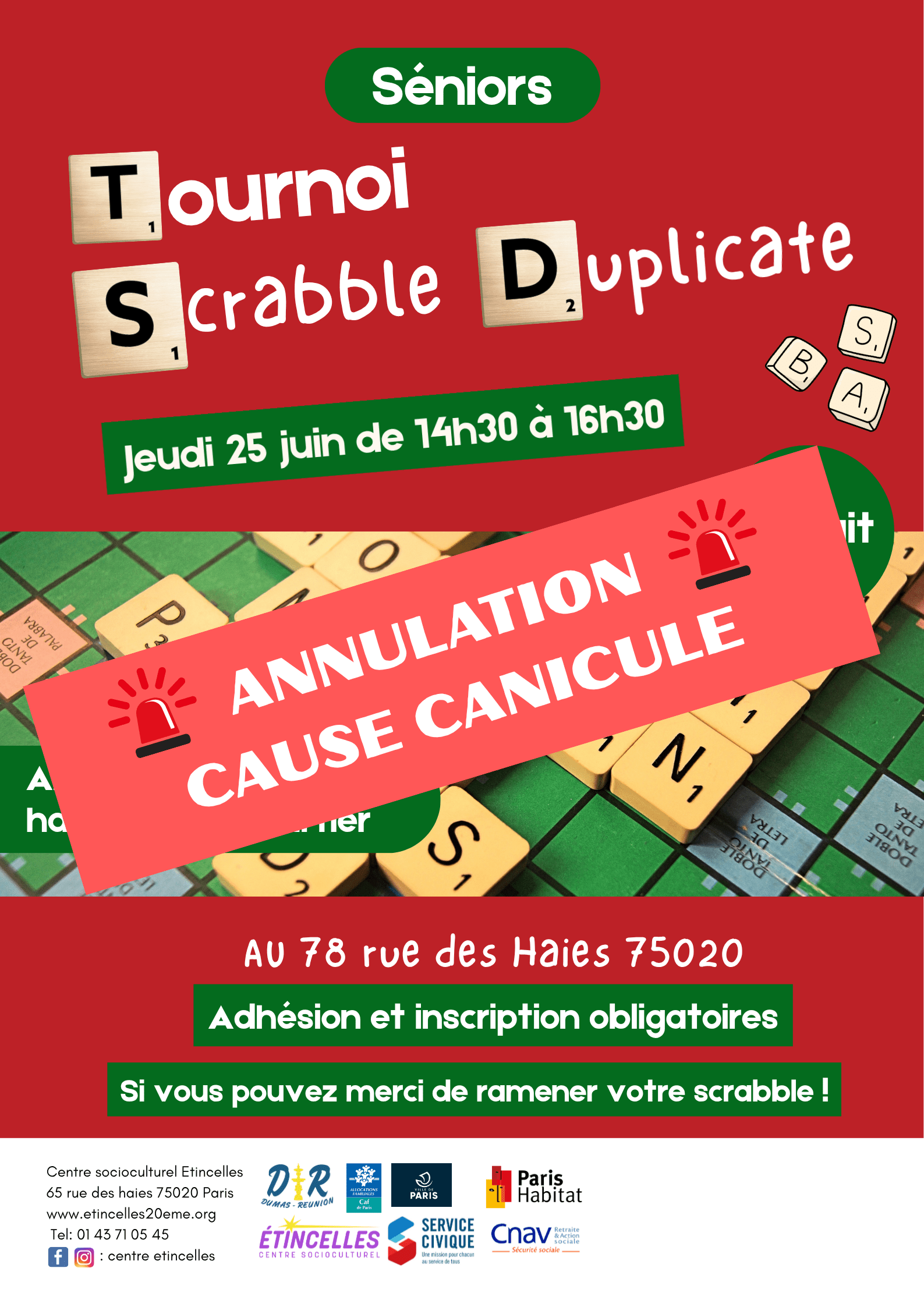 TOURNOI SCRABBLE DUPLICATE | Etincelles