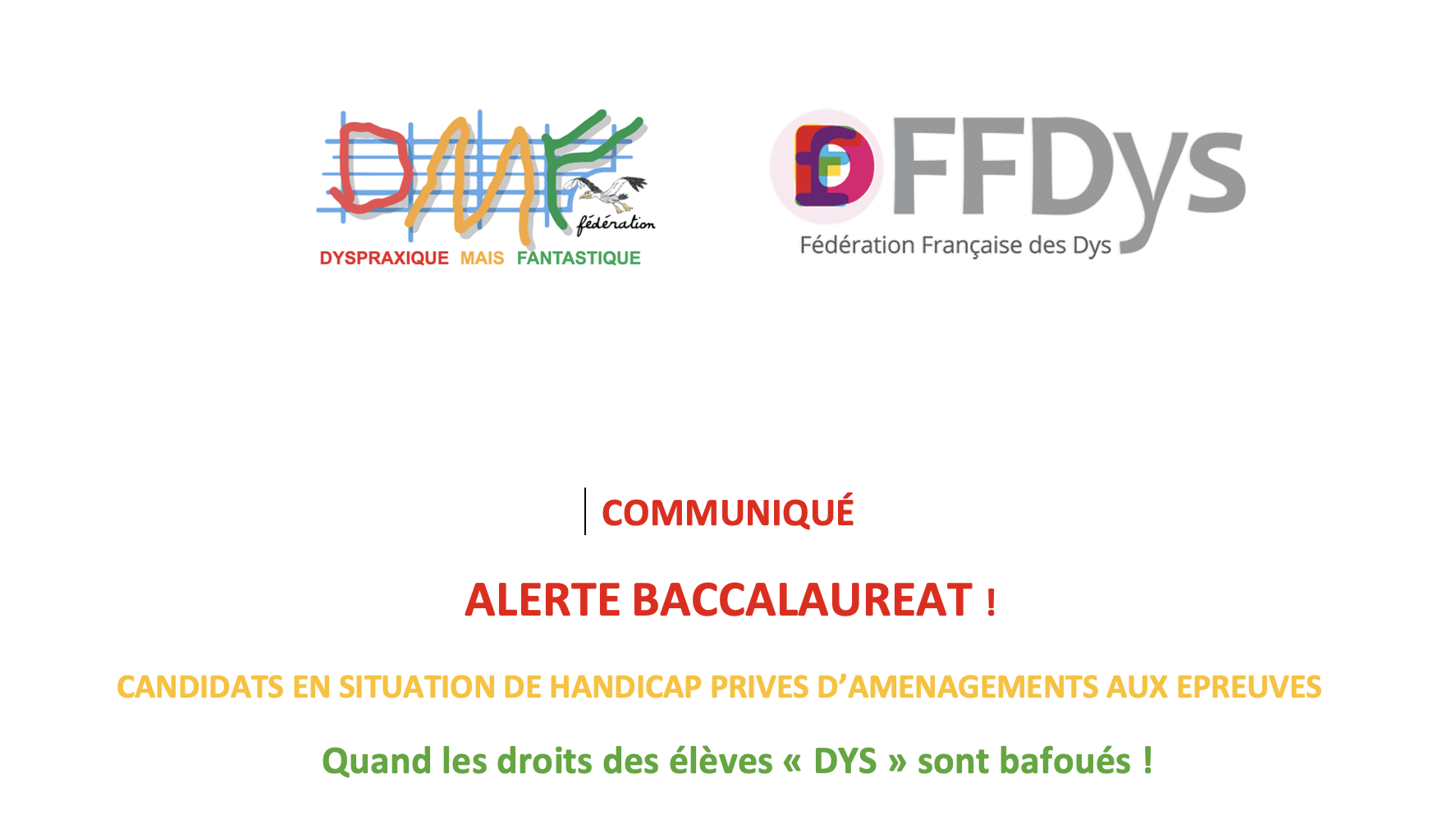 ALERTE BACCALAUREAT ! | FDMF - Fédération Dyspraxique Mais Fantastique