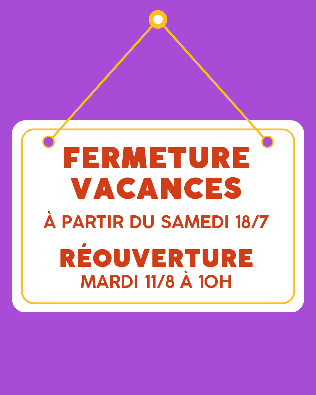 ‼️ FERMETURE VACANCES ‼️ | Etincelles