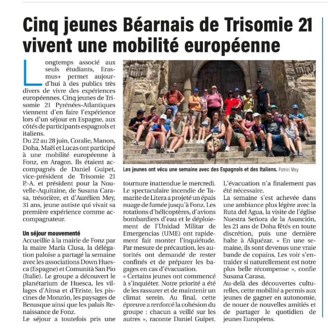 5 jeunes Béarnais de Trisomie 21 vivent une mobilité européenne | Trisomie 21 Nouvelle Aquitaine