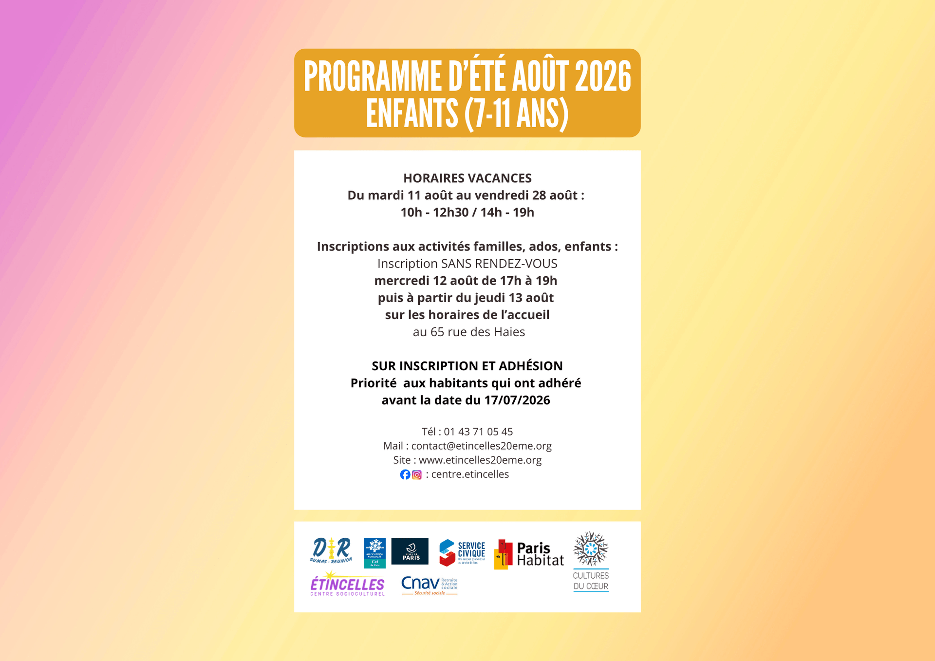 PROGRAMME D’AOÛT : ENFANTS (7-11 ANS) | Etincelles