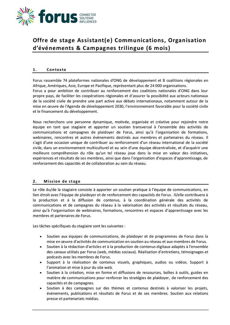 JD Stage Communications et Campagnes | Forus